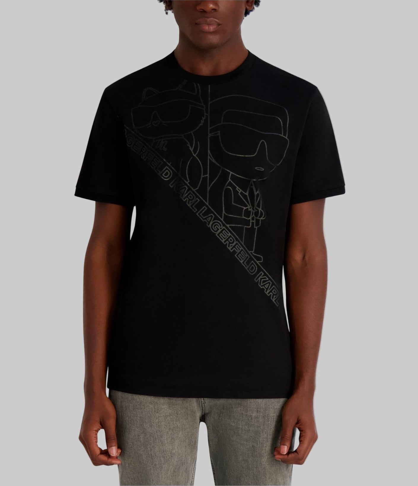 OVERSIZED OUTLINE KARL AND CHOUPETTE TEE View 1 | MEN'S FALL COLLECTION OVERSIZED OUTLINE KARL AND CHOUPETTE TEE View 1 | MEN'S FALL COLLECTION