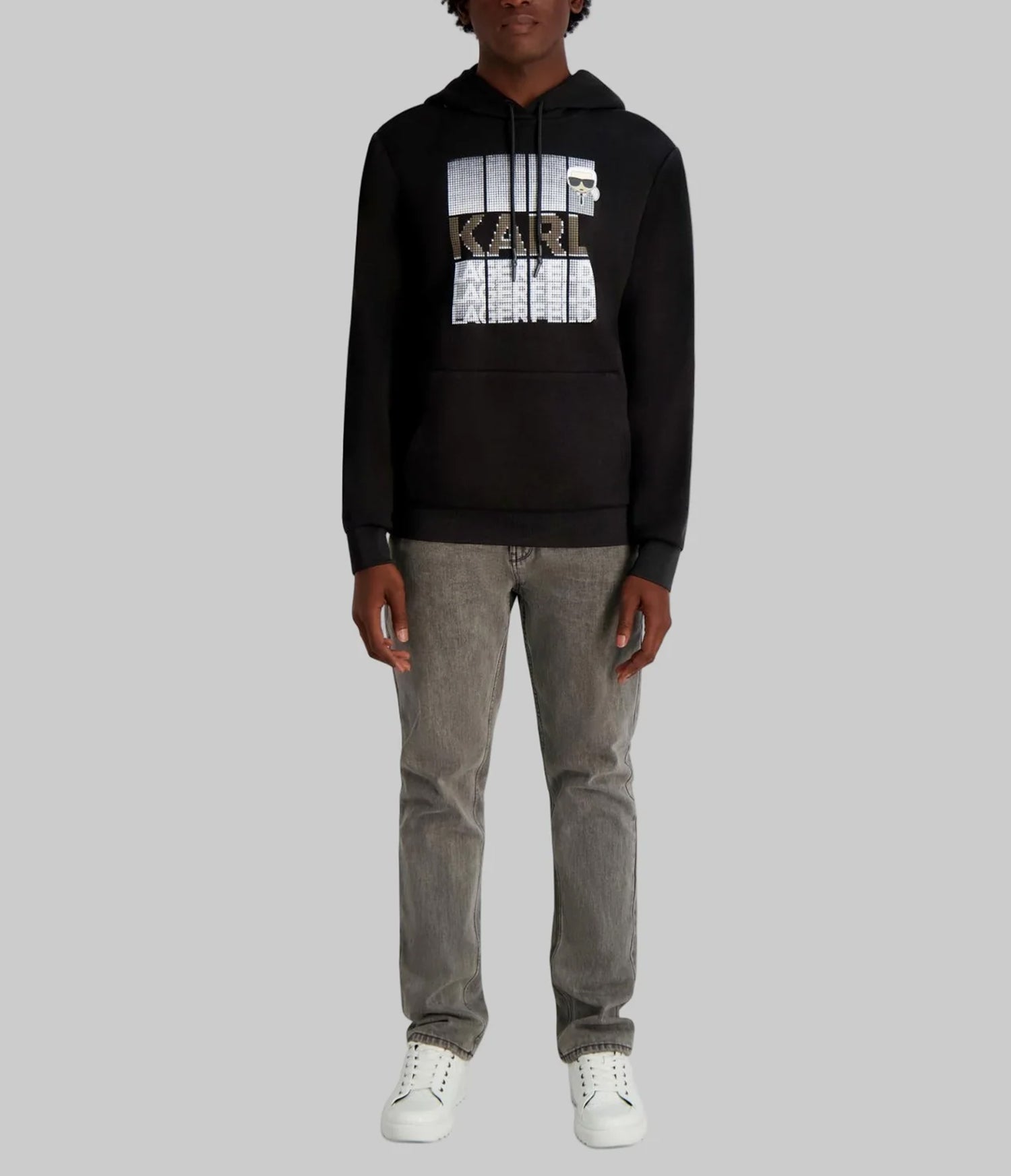 FAUX EMBROIDERED LOGO HOODIE VIEW 3 | Men's Clothing FAUX EMBROIDERED LOGO HOODIE VIEW 3 | Men's Clothing