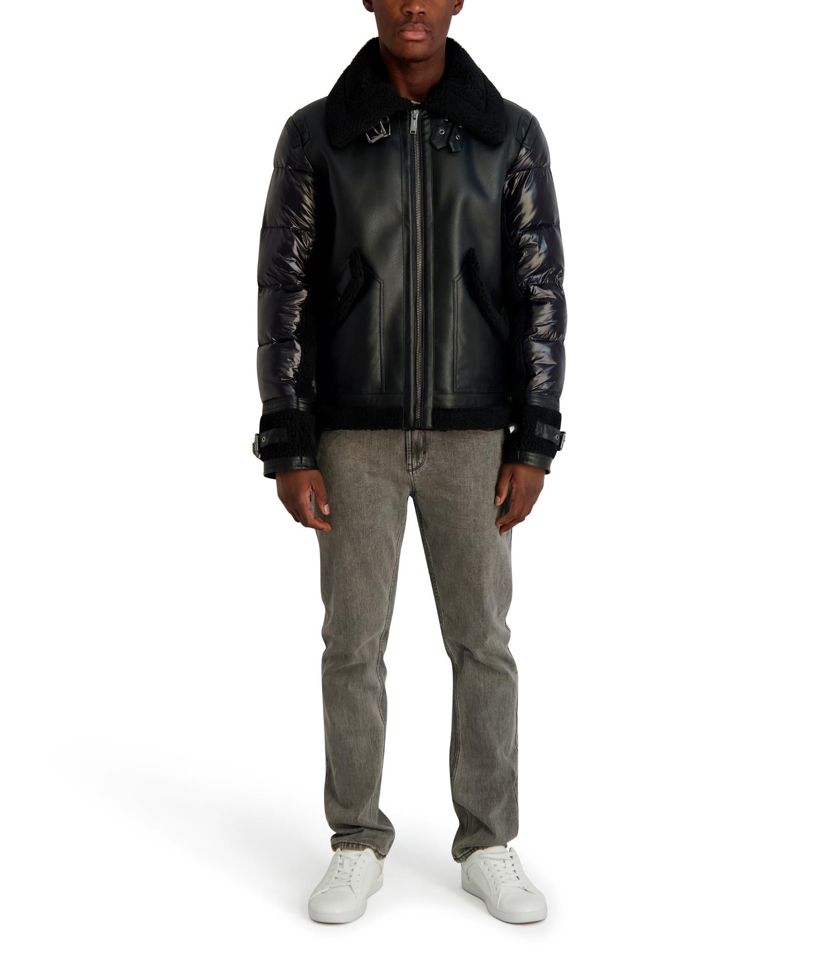 FAUX SHEARLING MIXED MEDIA JACKET VIEW 4 | Women's Sale FAUX SHEARLING MIXED MEDIA JACKET VIEW 4 | Women's Sale