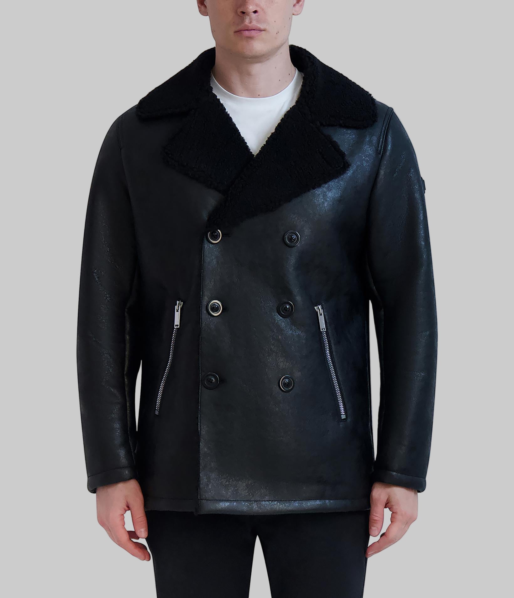 FAUX SHEARLING COLLARED BUTTON FRONT JACKET View 1 | Men's Coats & Jackets FAUX SHEARLING COLLARED BUTTON FRONT JACKET View 1 | Men's Coats & Jackets