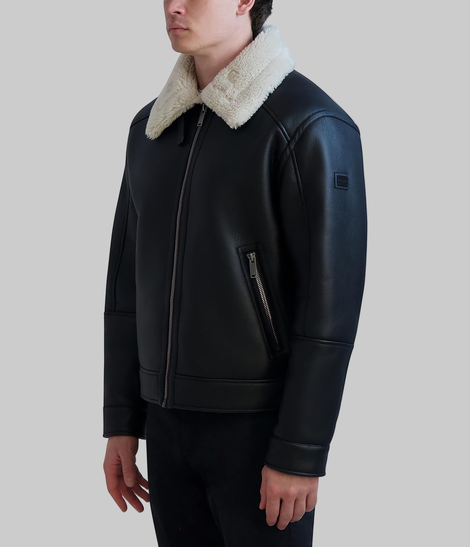 SHERPA COLLARED FAUX LEATHER JACKET VIEW 3 | Gifts For Him SHERPA COLLARED FAUX LEATHER JACKET VIEW 3 | Gifts For Him
