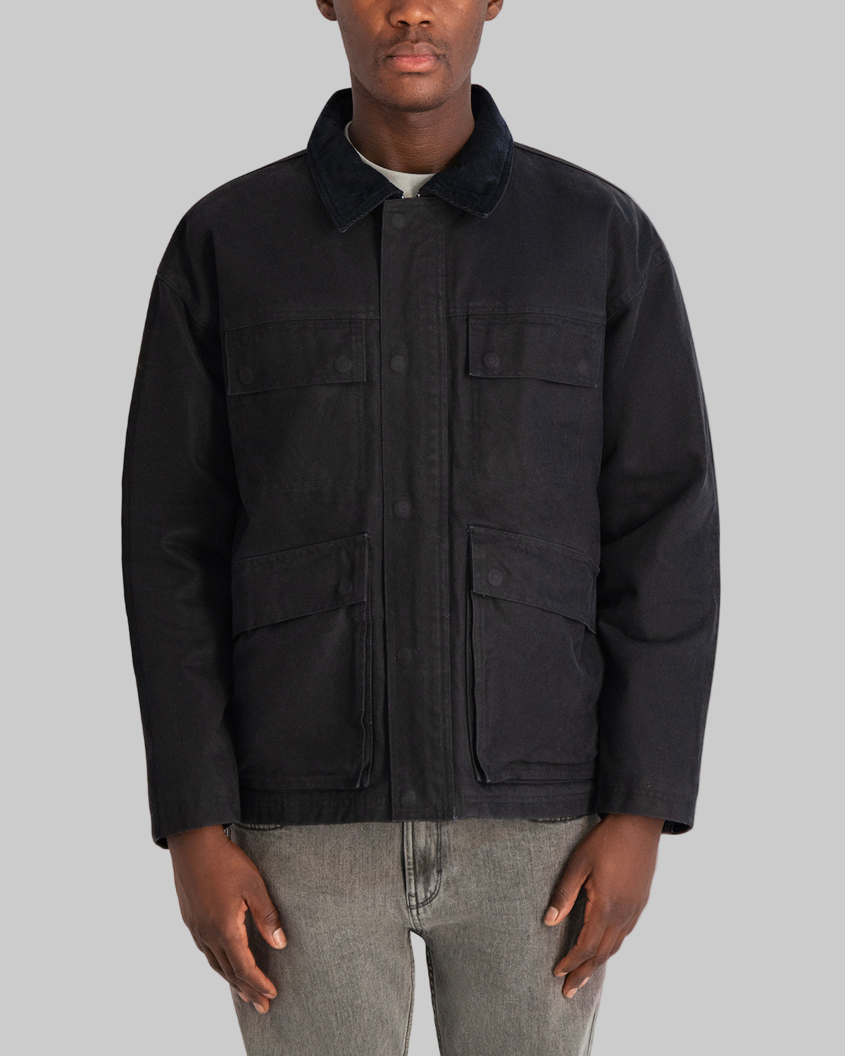 WAXED COTTON FIELD JACKET WITH CORDUROY COLLAR View 1 | MEN'S FALL COLLECTION WAXED COTTON FIELD JACKET WITH CORDUROY COLLAR View 1 | MEN'S FALL COLLECTION