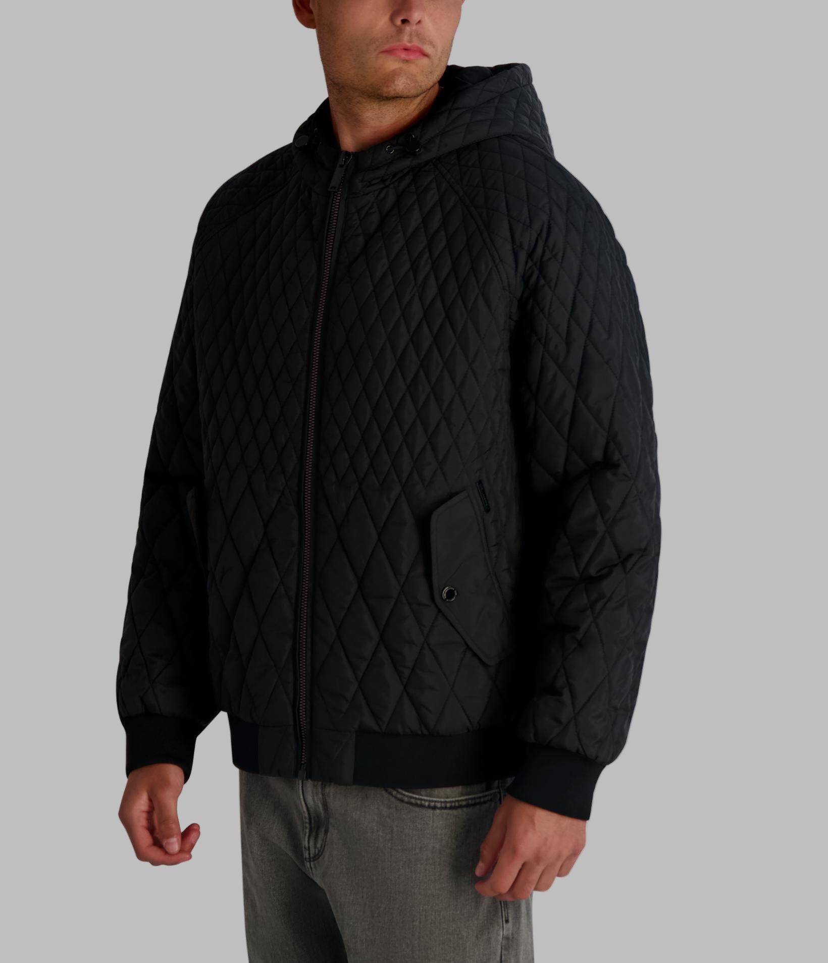 HOODED QUILTED BOMBER JACKET VIEW 3 | New Men's Arrivals HOODED QUILTED BOMBER JACKET VIEW 3 | New Men's Arrivals