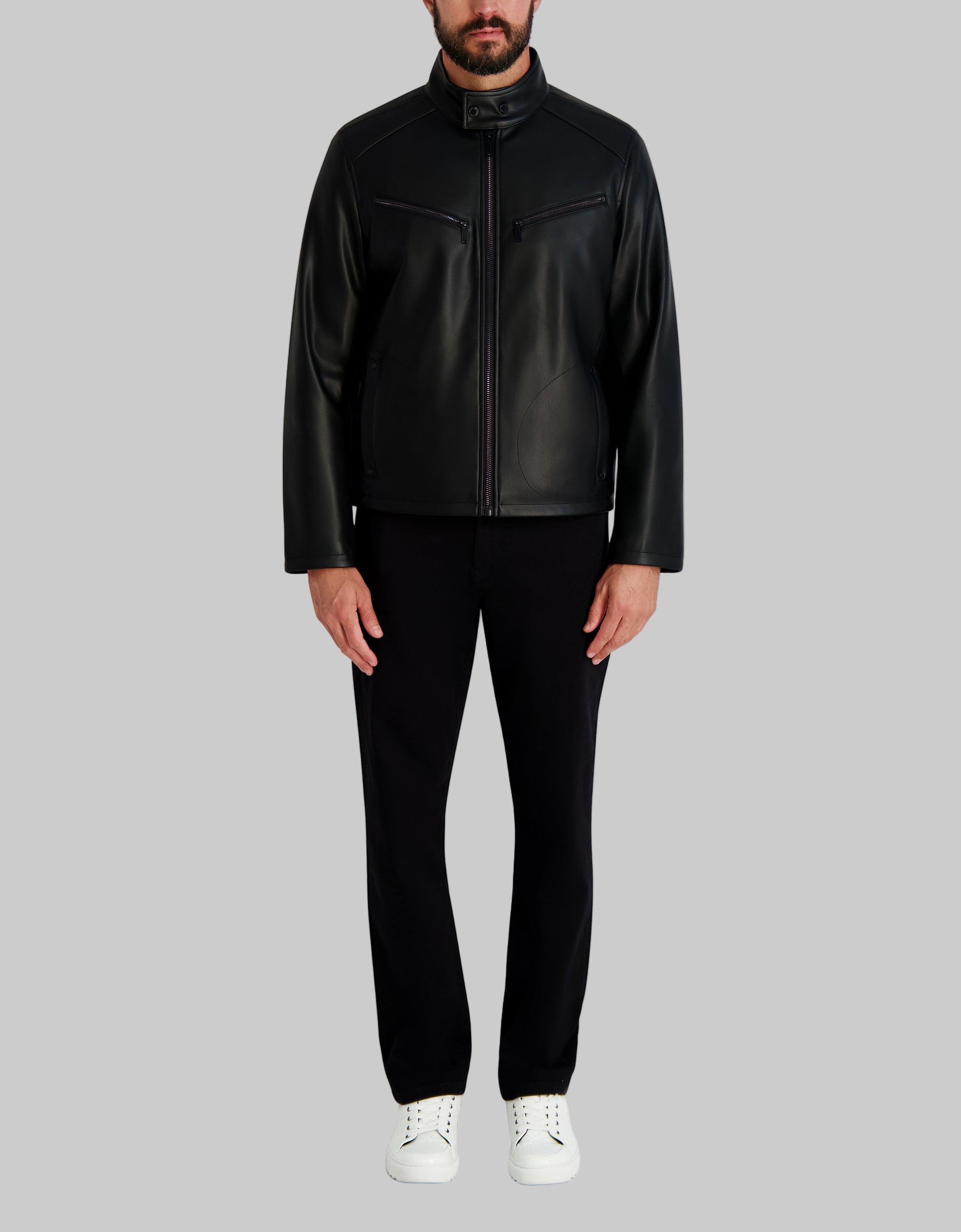 CIRCLE STITCH FAUX LEATHER JACKET VIEW 3 | Men's Coats & Jackets CIRCLE STITCH FAUX LEATHER JACKET VIEW 3 | Men's Coats & Jackets