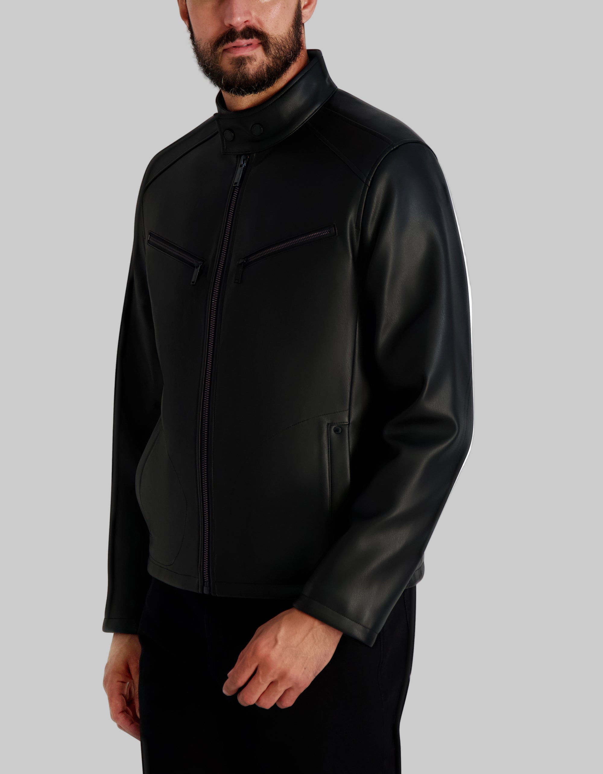 CIRCLE STITCH FAUX LEATHER JACKET VIEW 4 | Men's Coats & Jackets CIRCLE STITCH FAUX LEATHER JACKET VIEW 4 | Men's Coats & Jackets