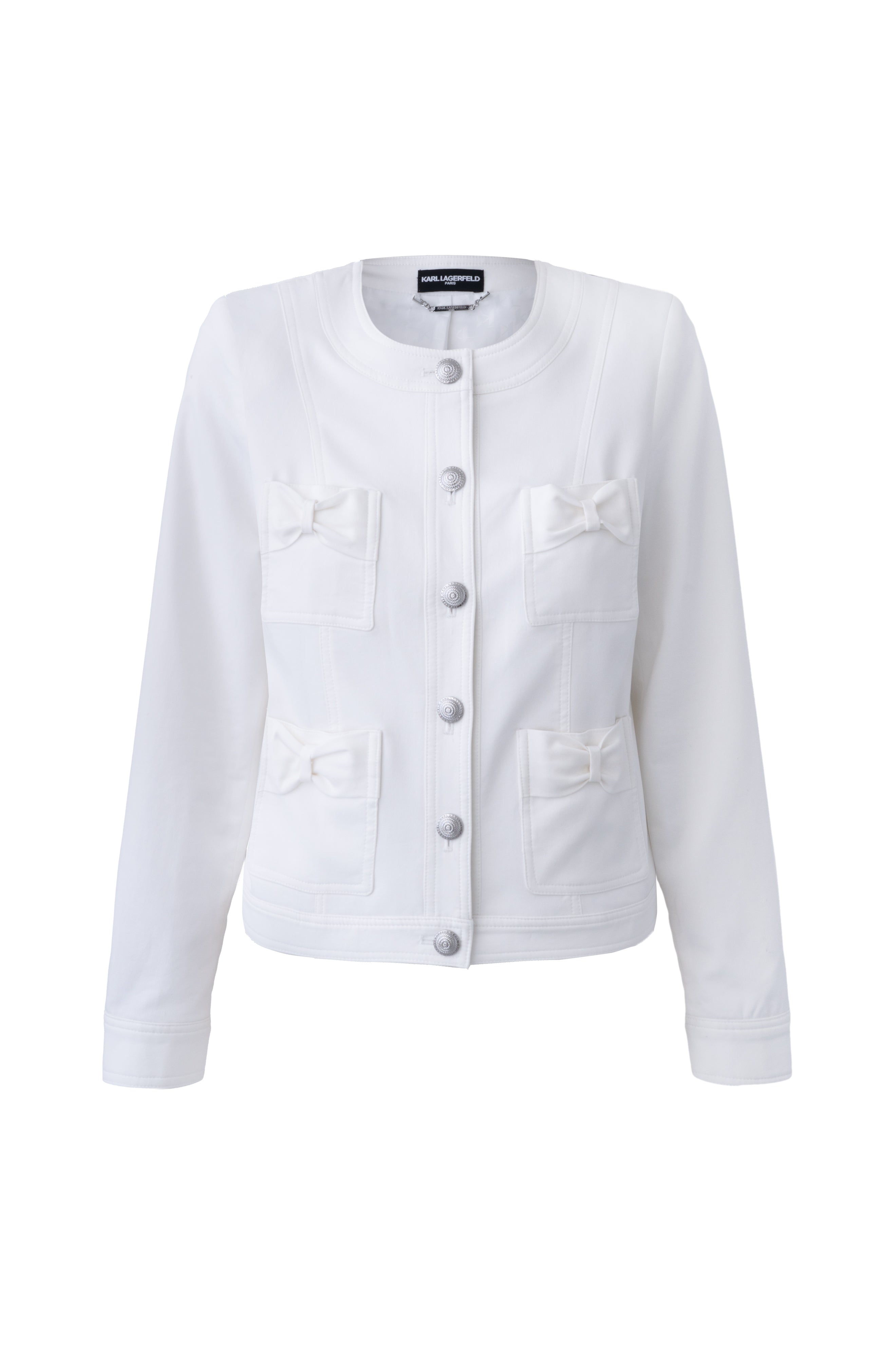 COLLARLESS JACKET WITH BOWS View 2 | Women's Clothing