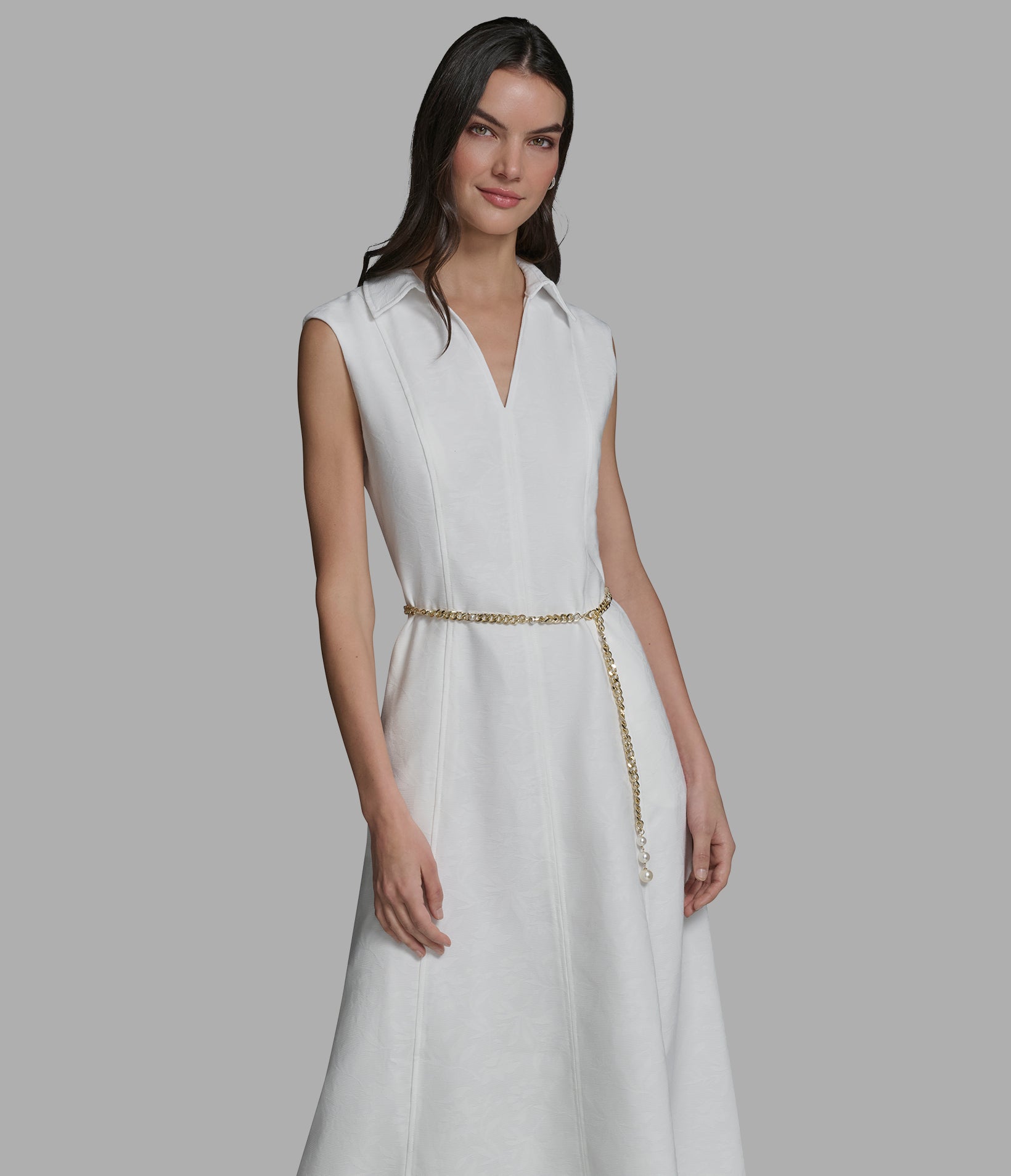 SLEEVELESS JACQUARD MIDI DRESS VIEW 4 | New Women's Clothing