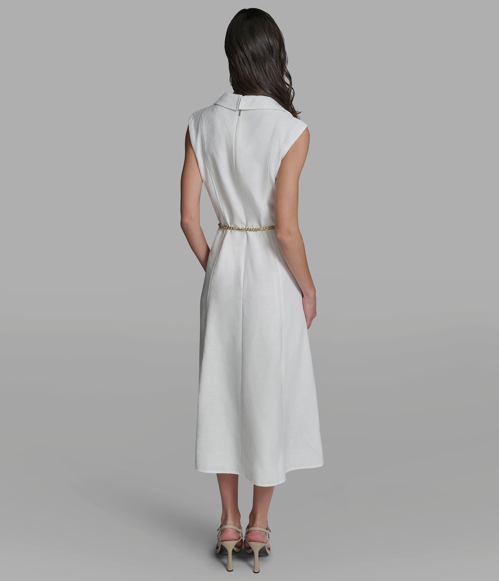 SLEEVELESS JACQUARD MIDI DRESS View 2 | New Women's Clothing