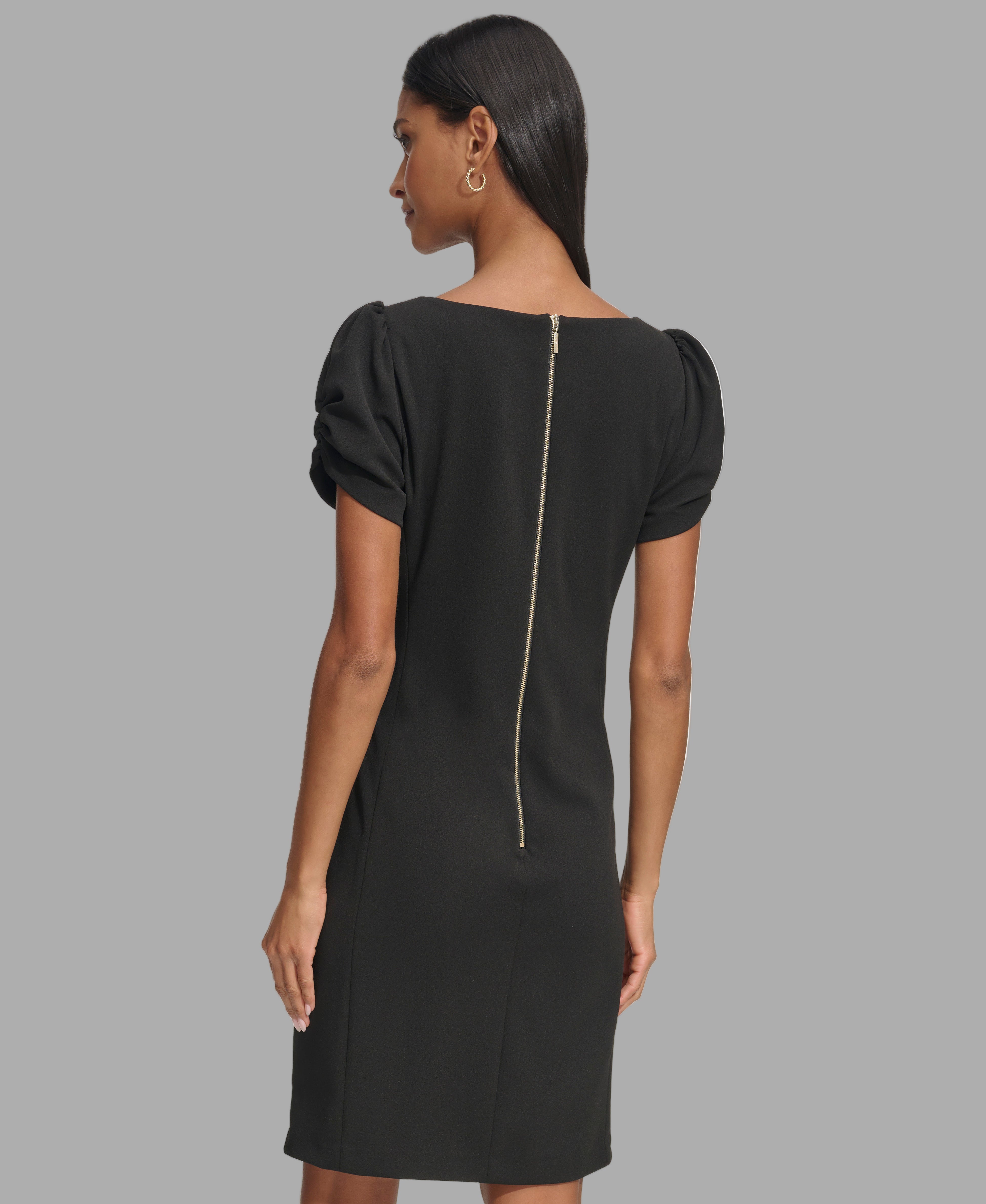 ROUCHED SHEATH DRESS WITH PUFF SLEEVES View 2 | Women's Dresses & Jumpsuits