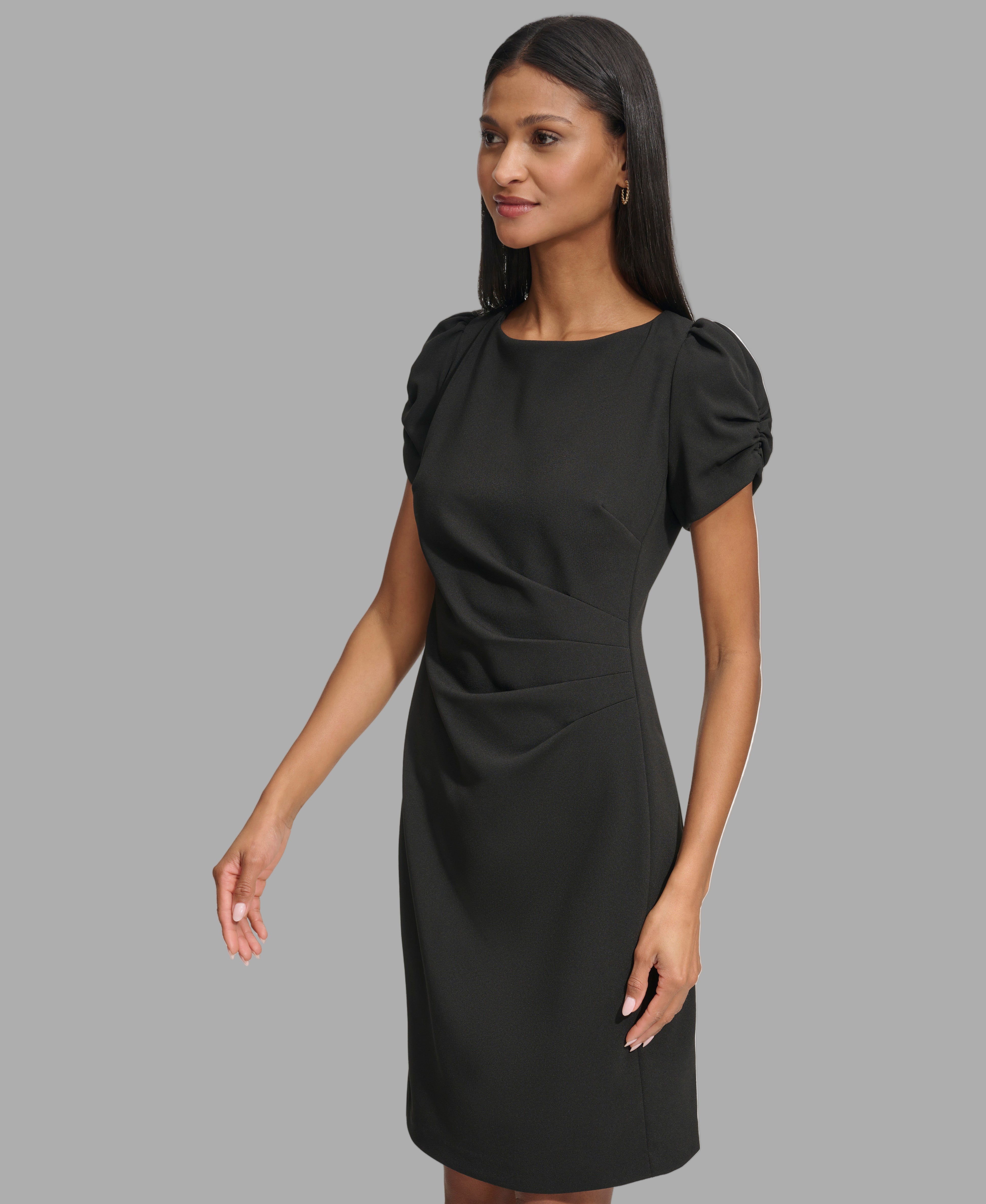 ROUCHED SHEATH DRESS WITH PUFF SLEEVES VIEW 3 | Women's Sale