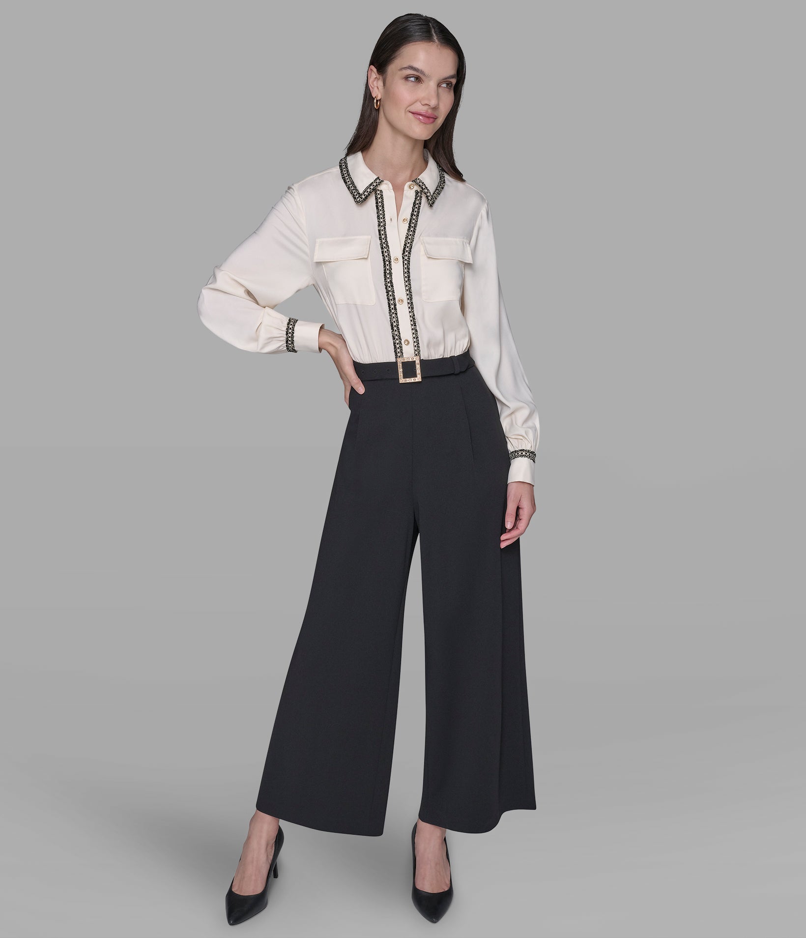 SCUBA CREPE WIDE-LEG JUMPSUIT View 1 | Women's Clothing Sale
