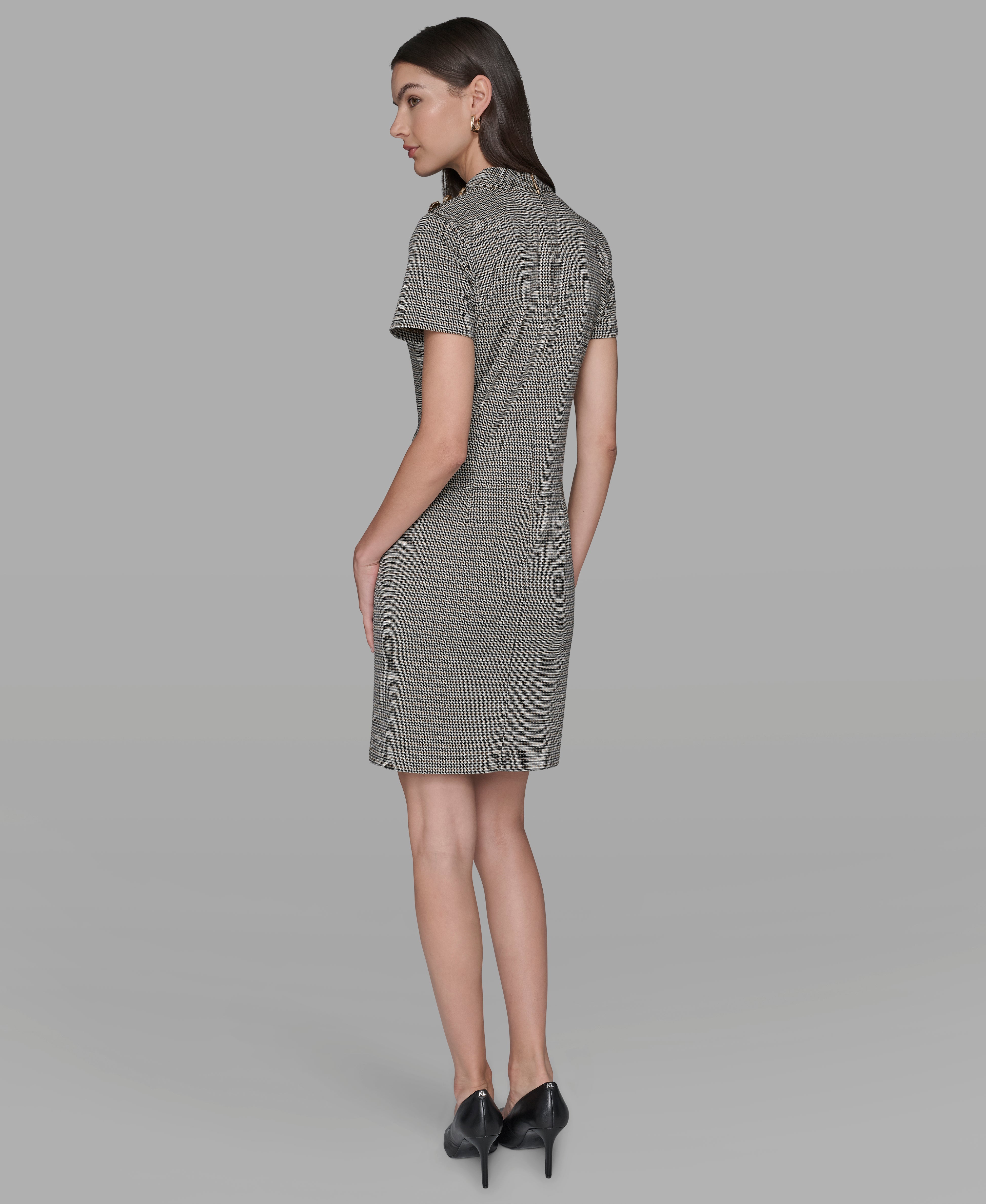 MINI TONAL HOUNDSTOOTH MOCKNECK SHIFT VIEW 3 | Women's Sale