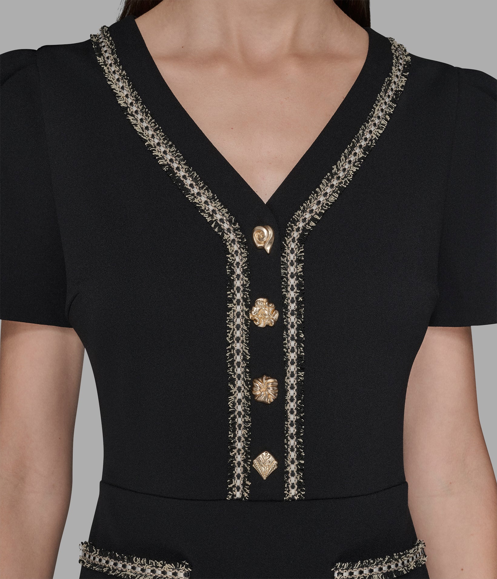 TWEED-TRIMMED PLEATED DRESS VIEW 5 | Women's Sale