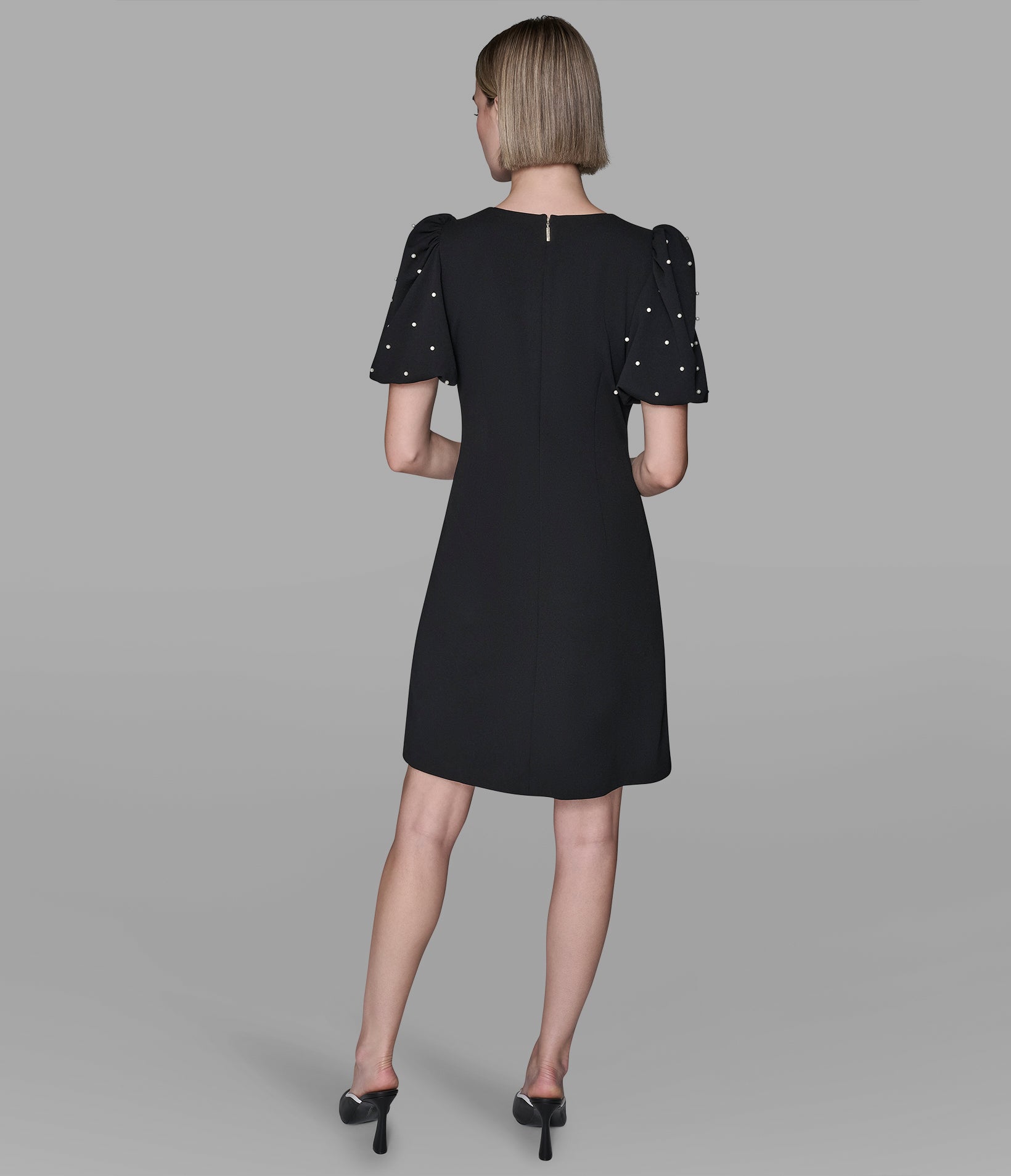 SCUBA CREPE SHEATH DRESS WITH PEARL DETAILS View 2 | Women's Dresses & Jumpsuits