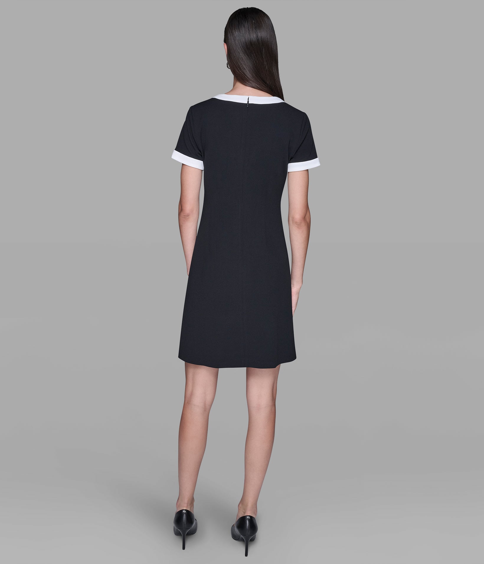 SCUBA CREPE DRESS WITH CONTRAST FRAMING View 2 | Women's Dresses & Jumpsuits