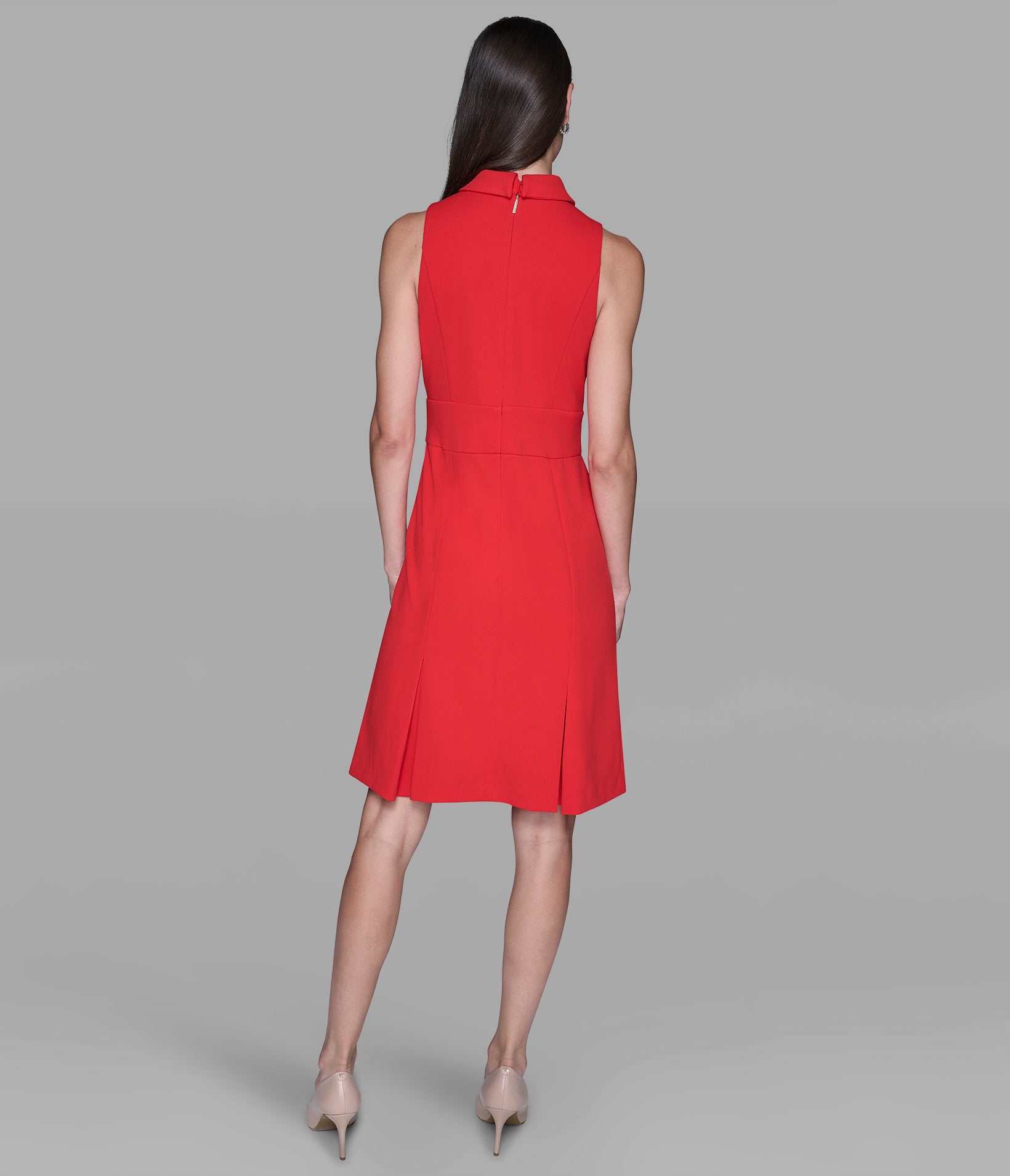 SCUBA CREPE SHEATH DRESS WITH CHAIN TRIM WAISTBAND View 2 | Valentine's Day Shop