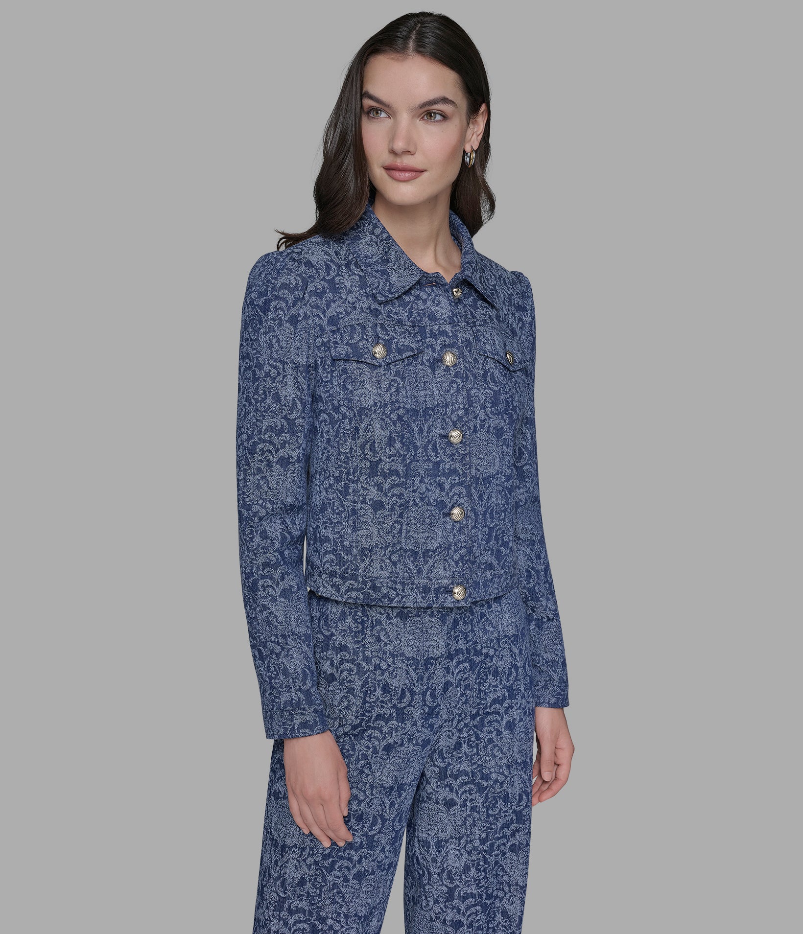 BROCADE CO-ORD DENIM JACKET VIEW 6