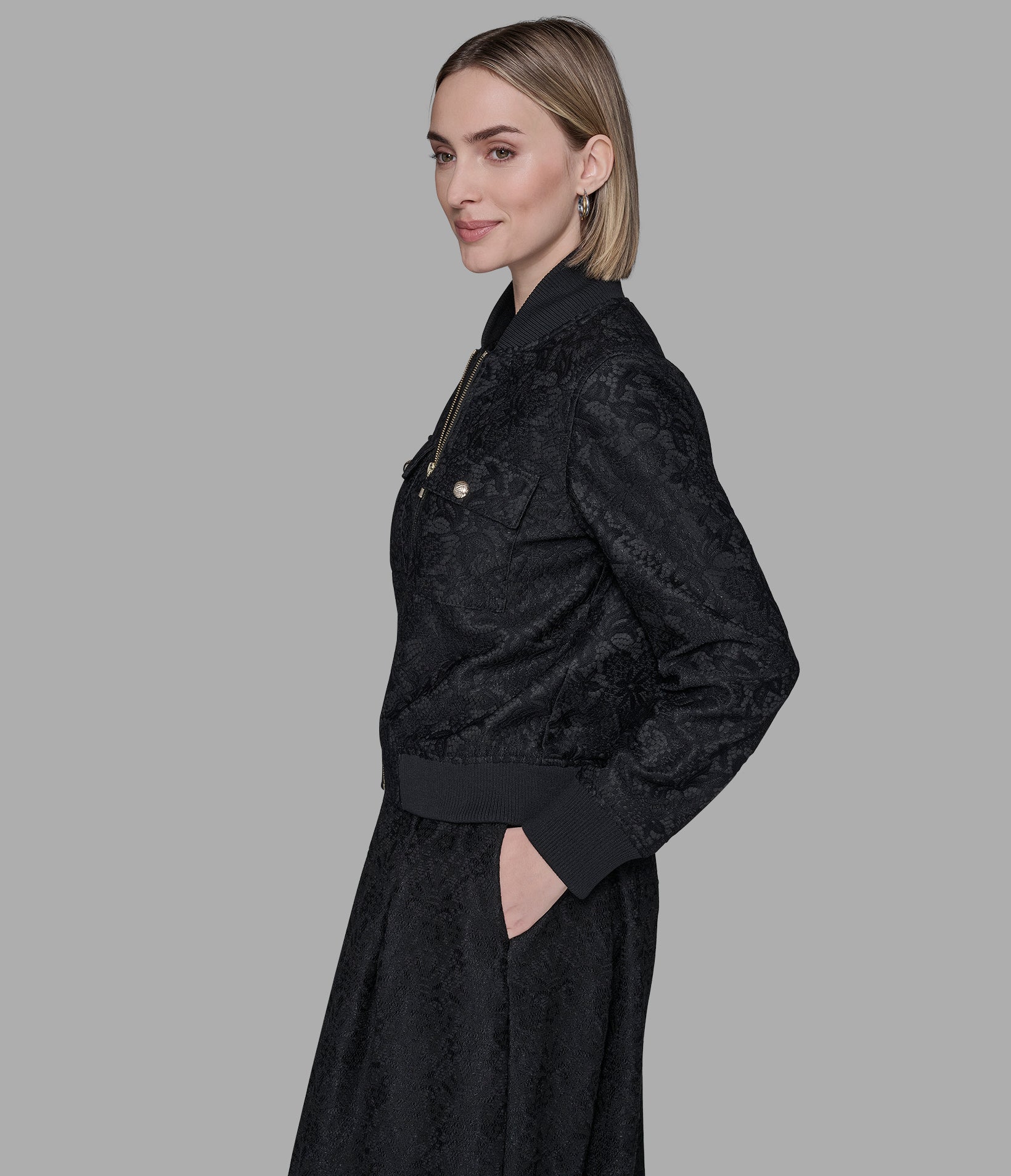 LACE SCUBA BOMBER JACKET VIEW 4 | Valentine's Day Shop