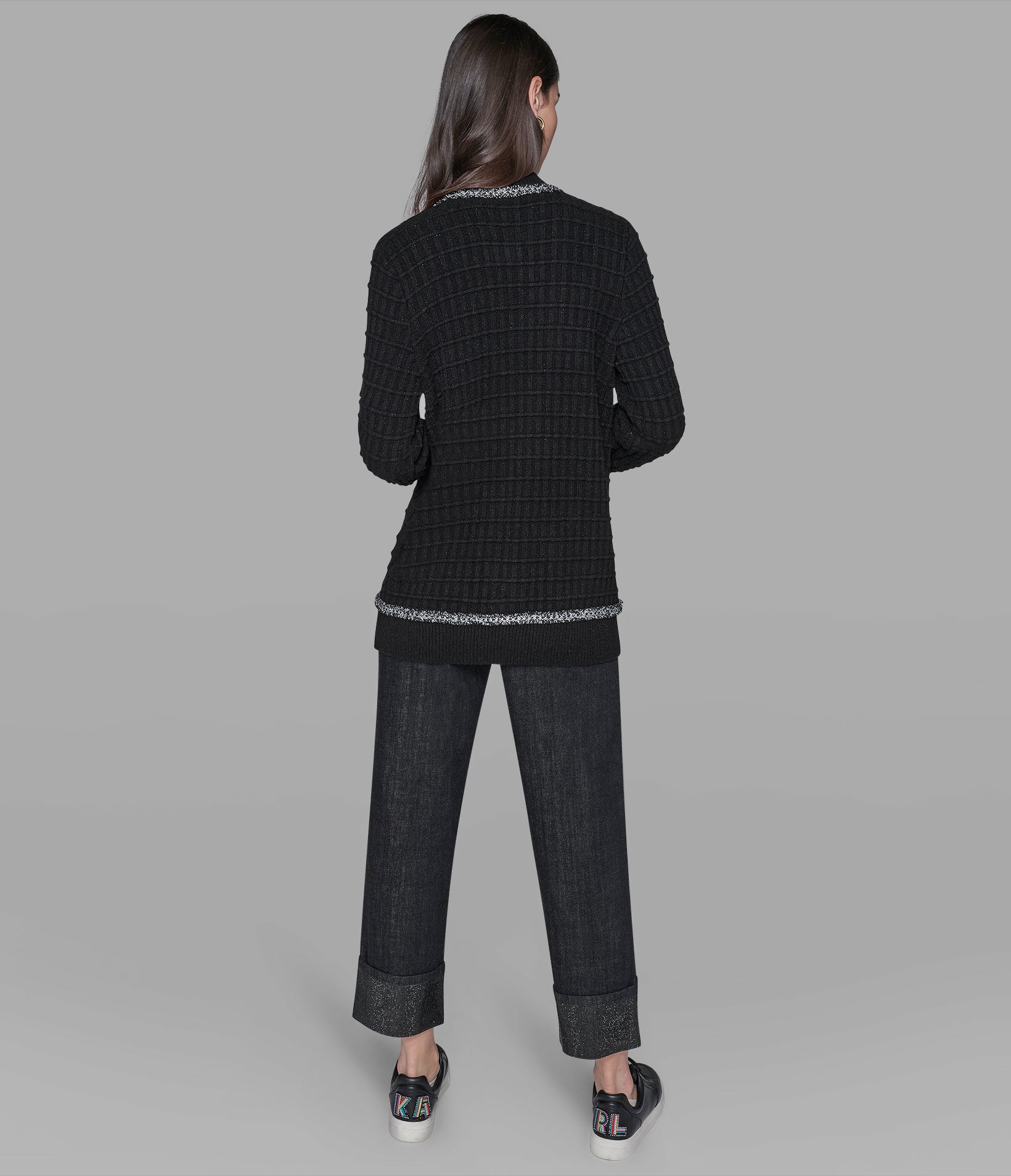 TWEED TRIM CARDIGAN View 2 | Women's Tops & Sweaters