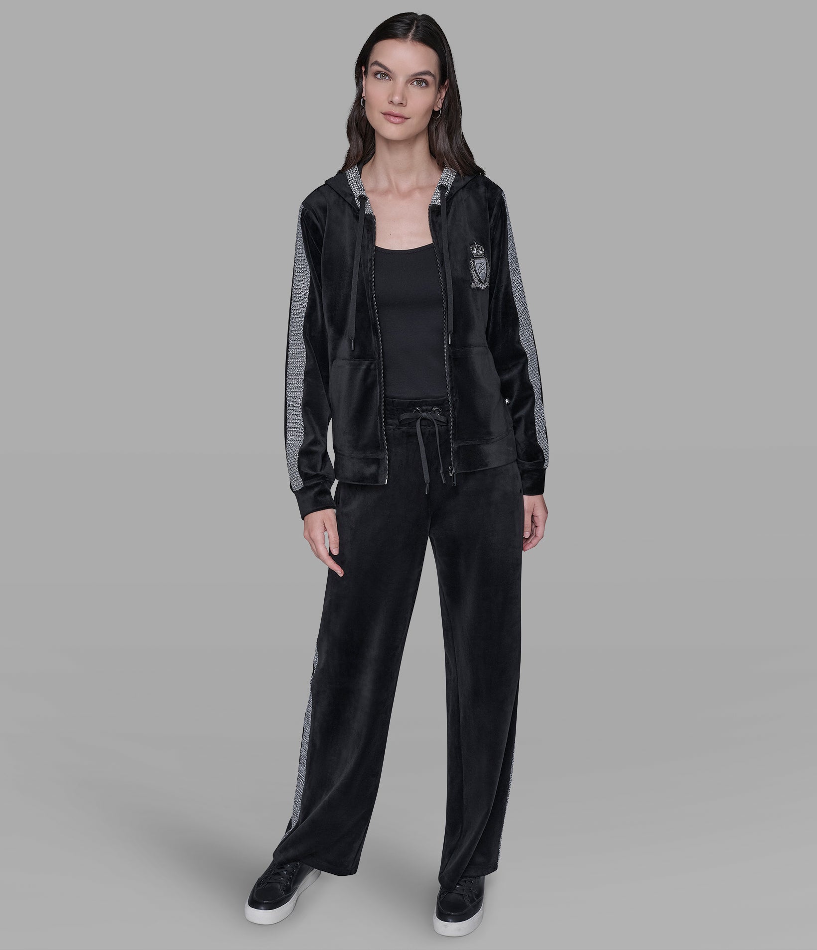 CO-ORD VELOUR RHINESTONE TRACK JACKET VIEW 3 | Best Sellers Shop