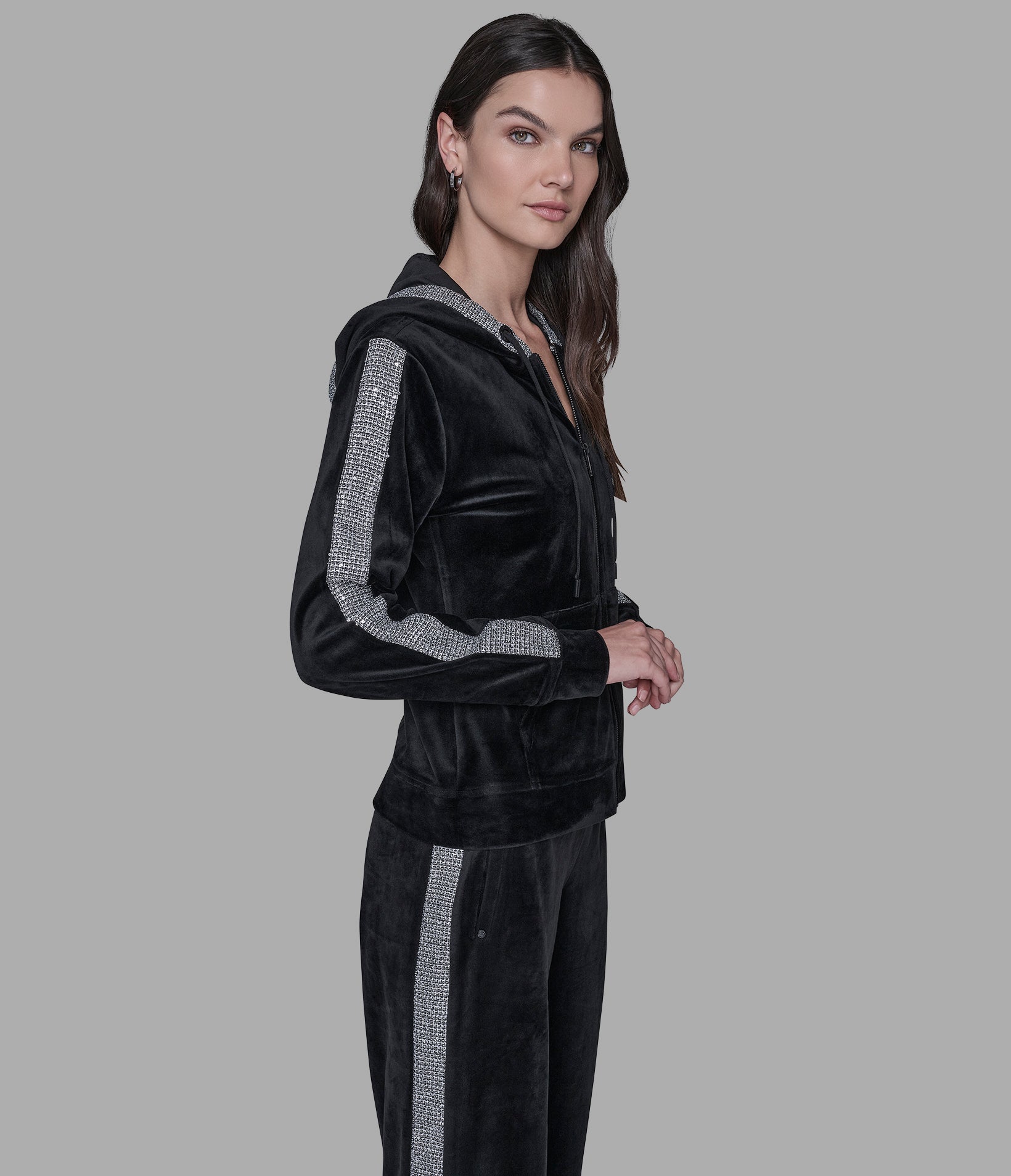 CO-ORD VELOUR RHINESTONE TRACK JACKET VIEW 5 | Best Sellers Shop