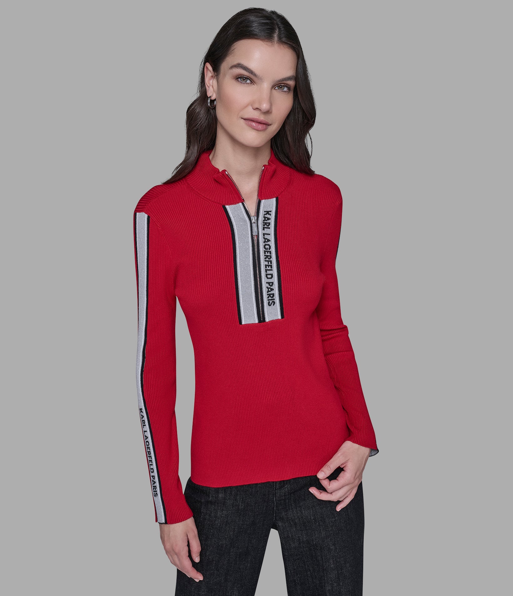 LOGO 3/4 ZIP SWEATER View 1 | Valentine's Day Shop