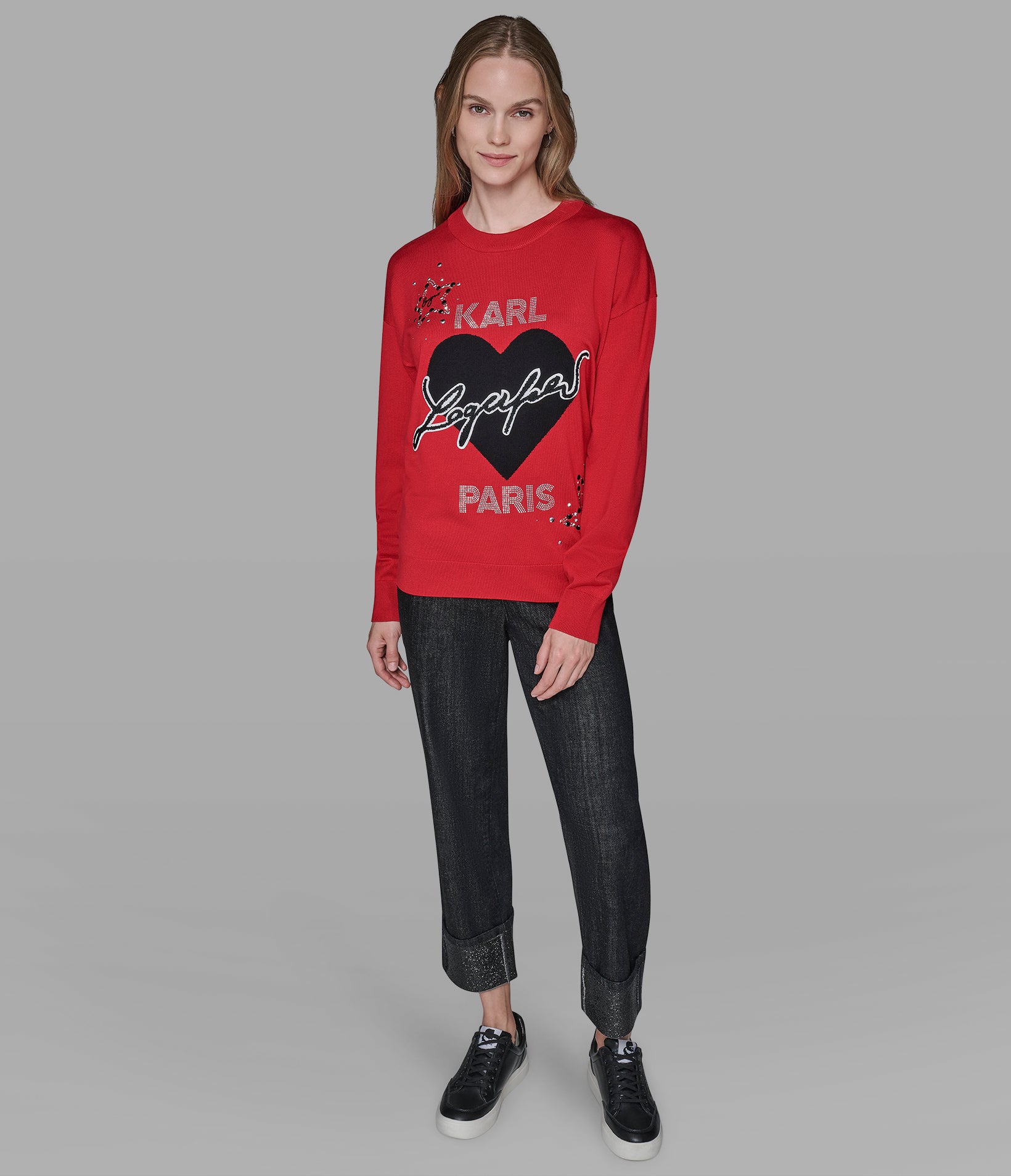 WHIMSY KARL HEART EMBELLISHED SWEATER VIEW 3