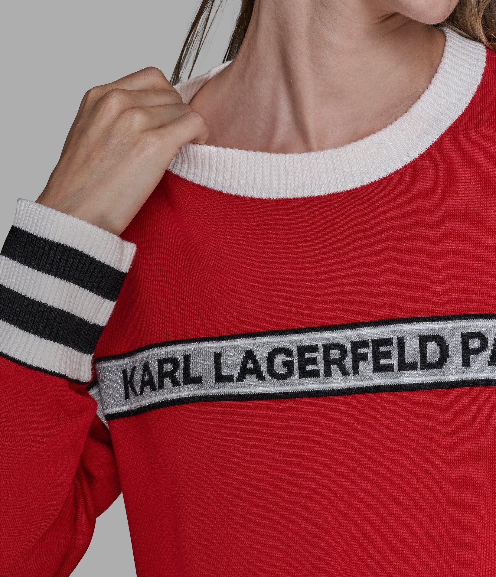 STRIPE LOGO SWEATER VIEW 6 | Valentine's Day Shop