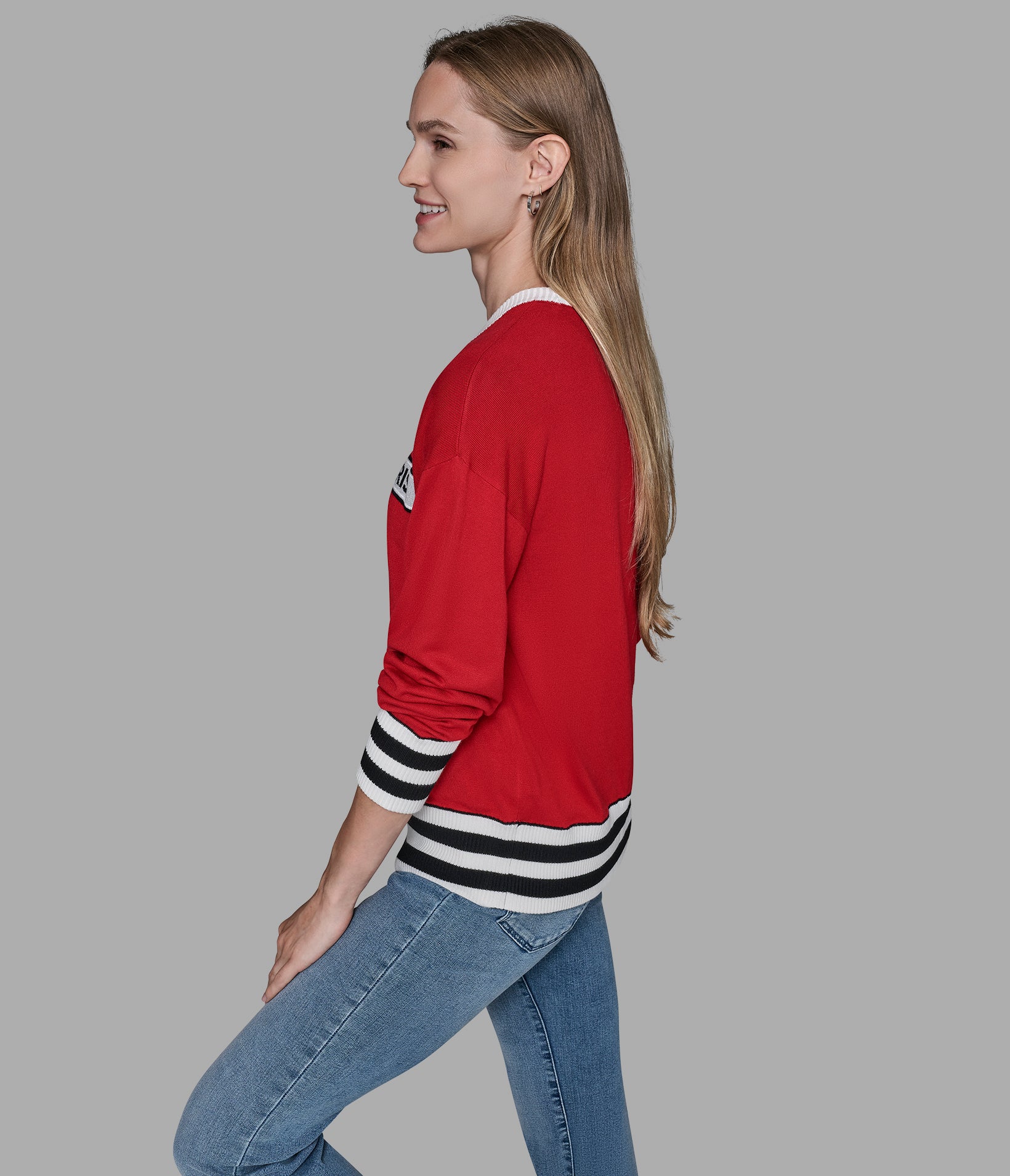 STRIPE LOGO SWEATER VIEW 4 | Valentine's Day Shop