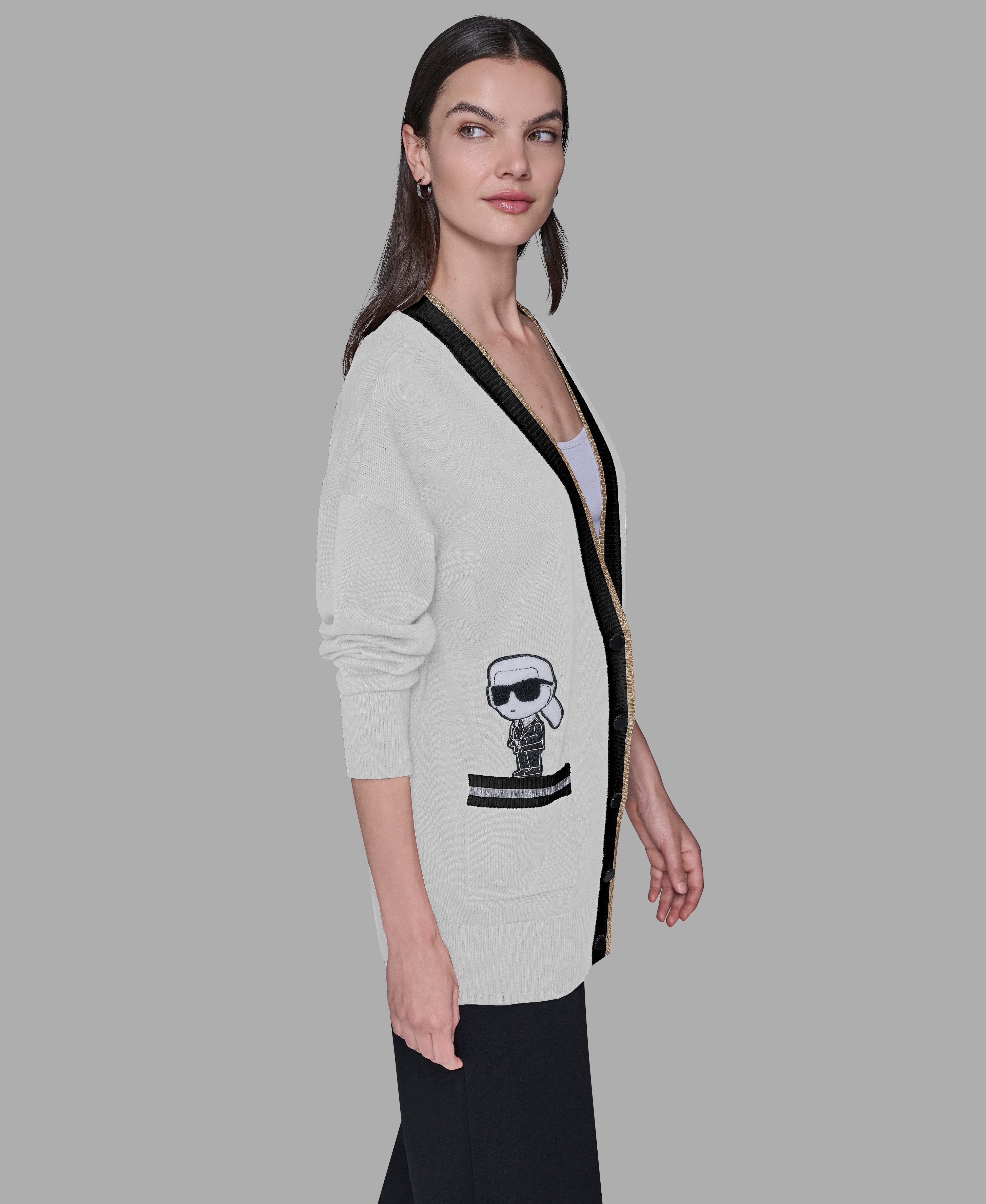 VARSITY CARDIGAN WITH PATCHES VIEW 4 | Women's Tops & Sweaters