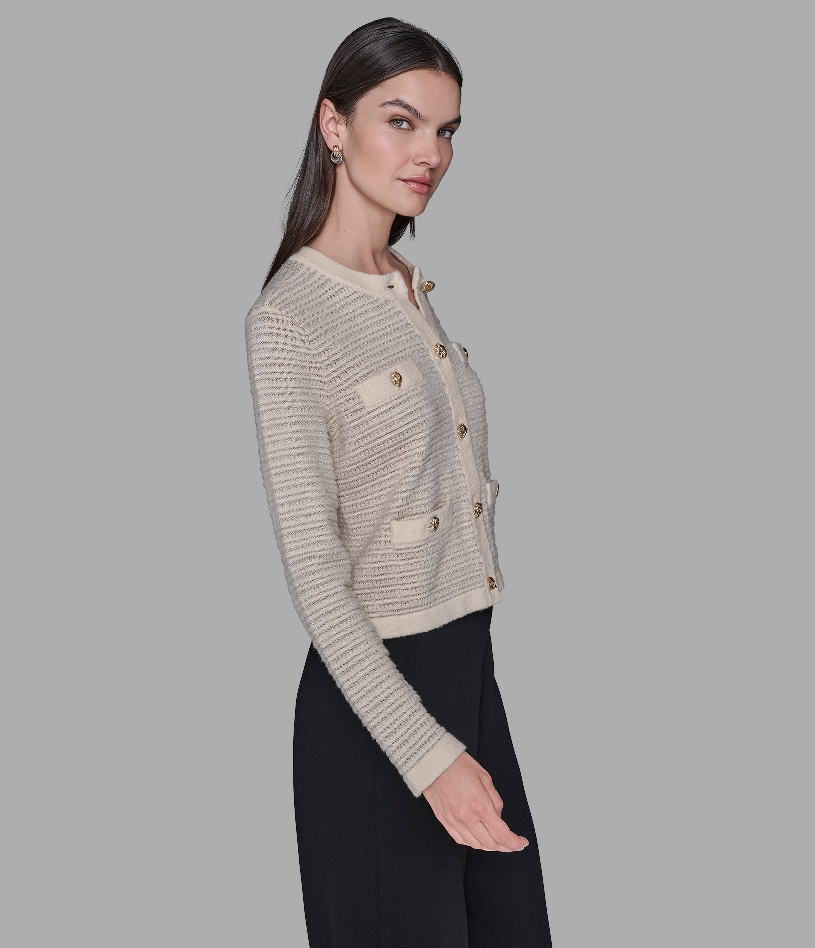 CROPPED TEXTURED CARDIGAN VIEW 4 | Women's Clothing