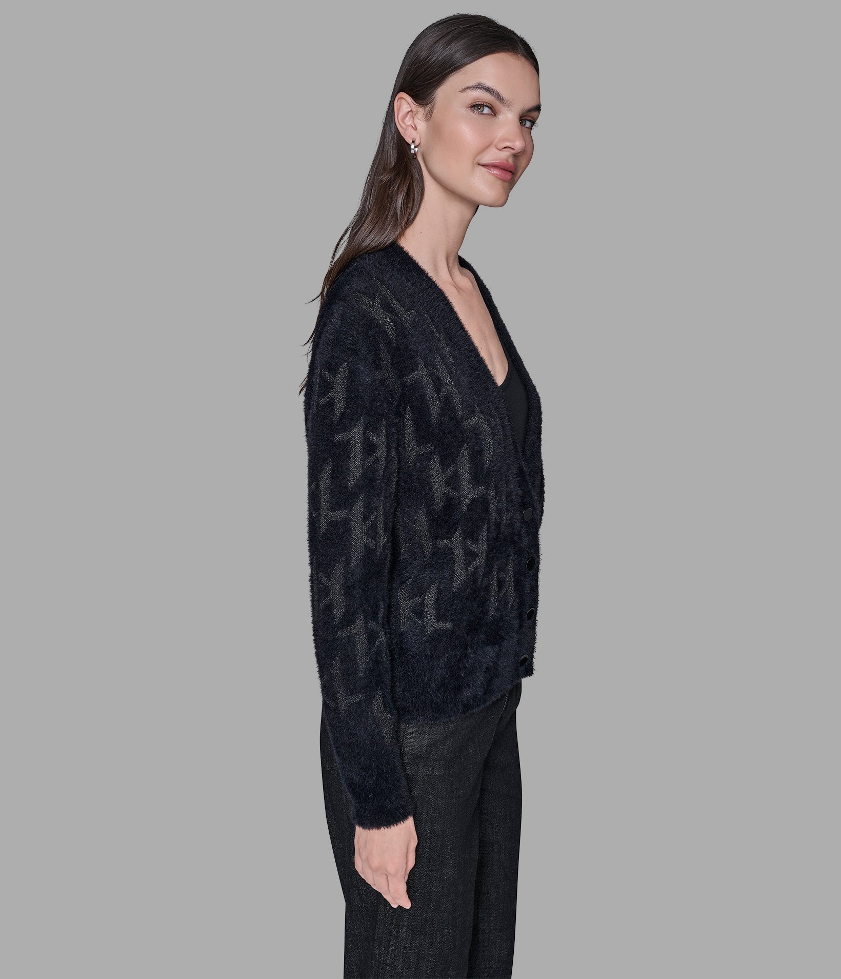 FUZZY KL CARDIGAN VIEW 4 | Women's Tops & Sweaters