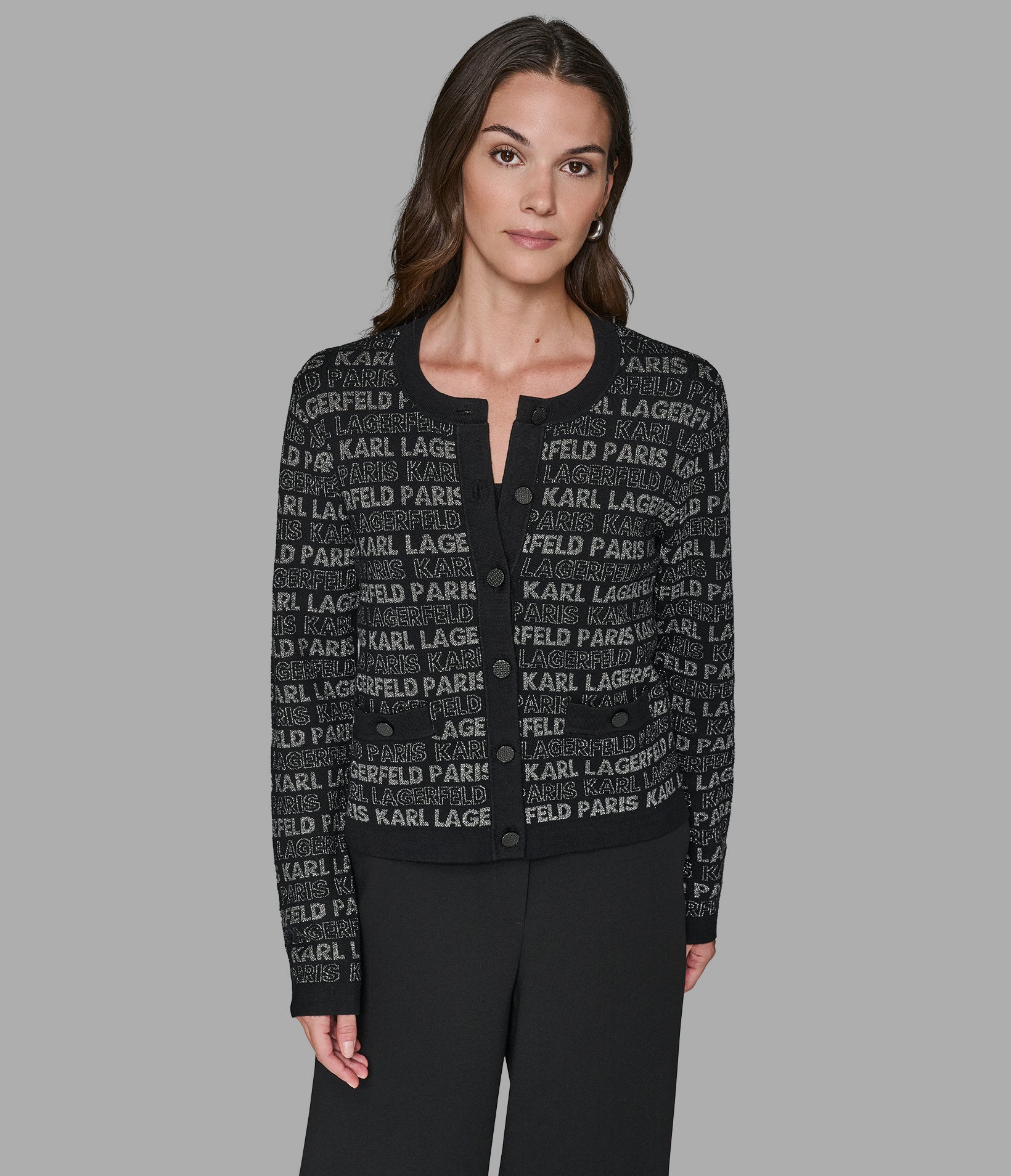 LOGO LUREX CARIGAN View 1 | Women's Tops & Sweaters