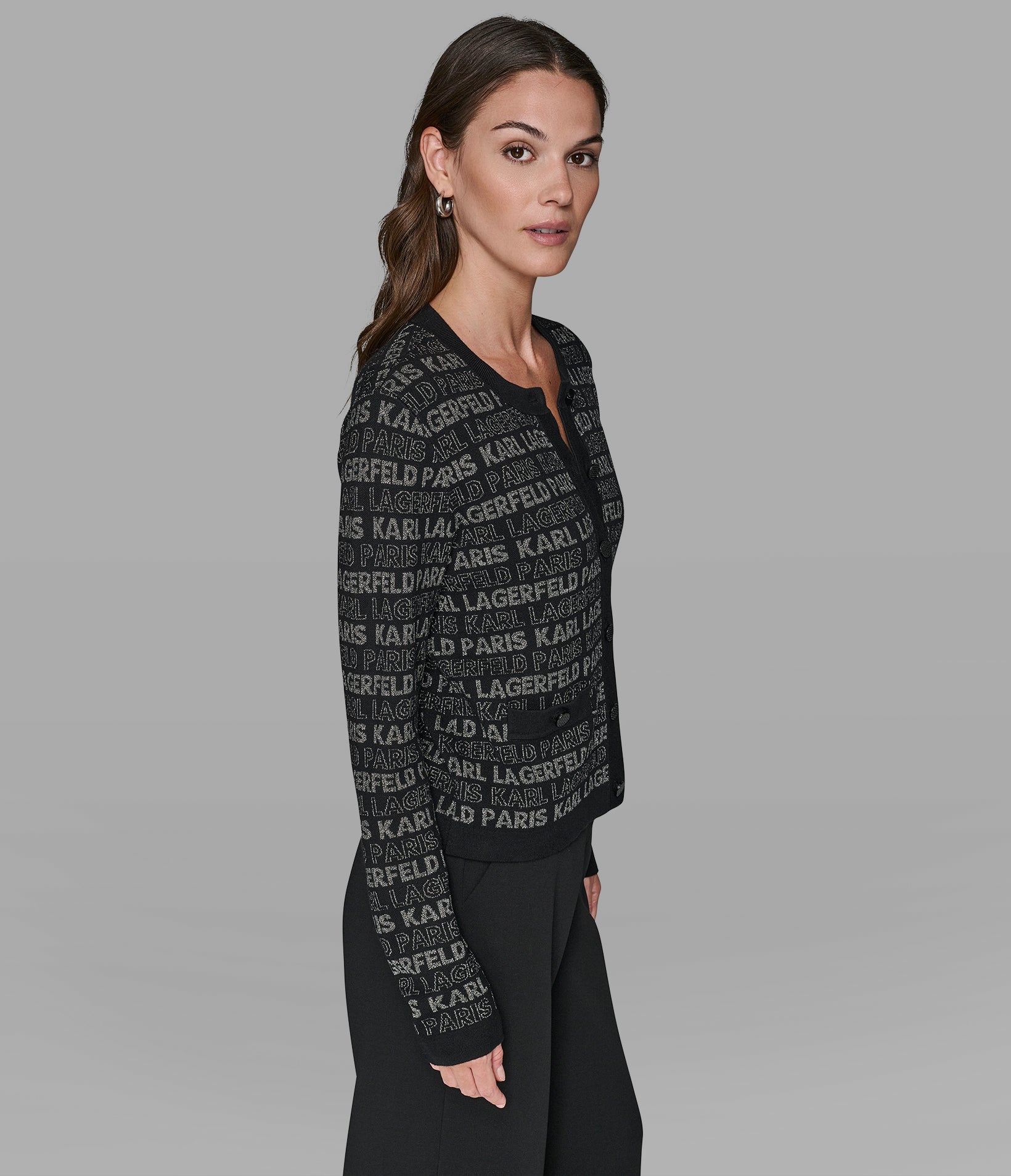 LOGO LUREX CARIGAN VIEW 4 | Women's Tops & Sweaters