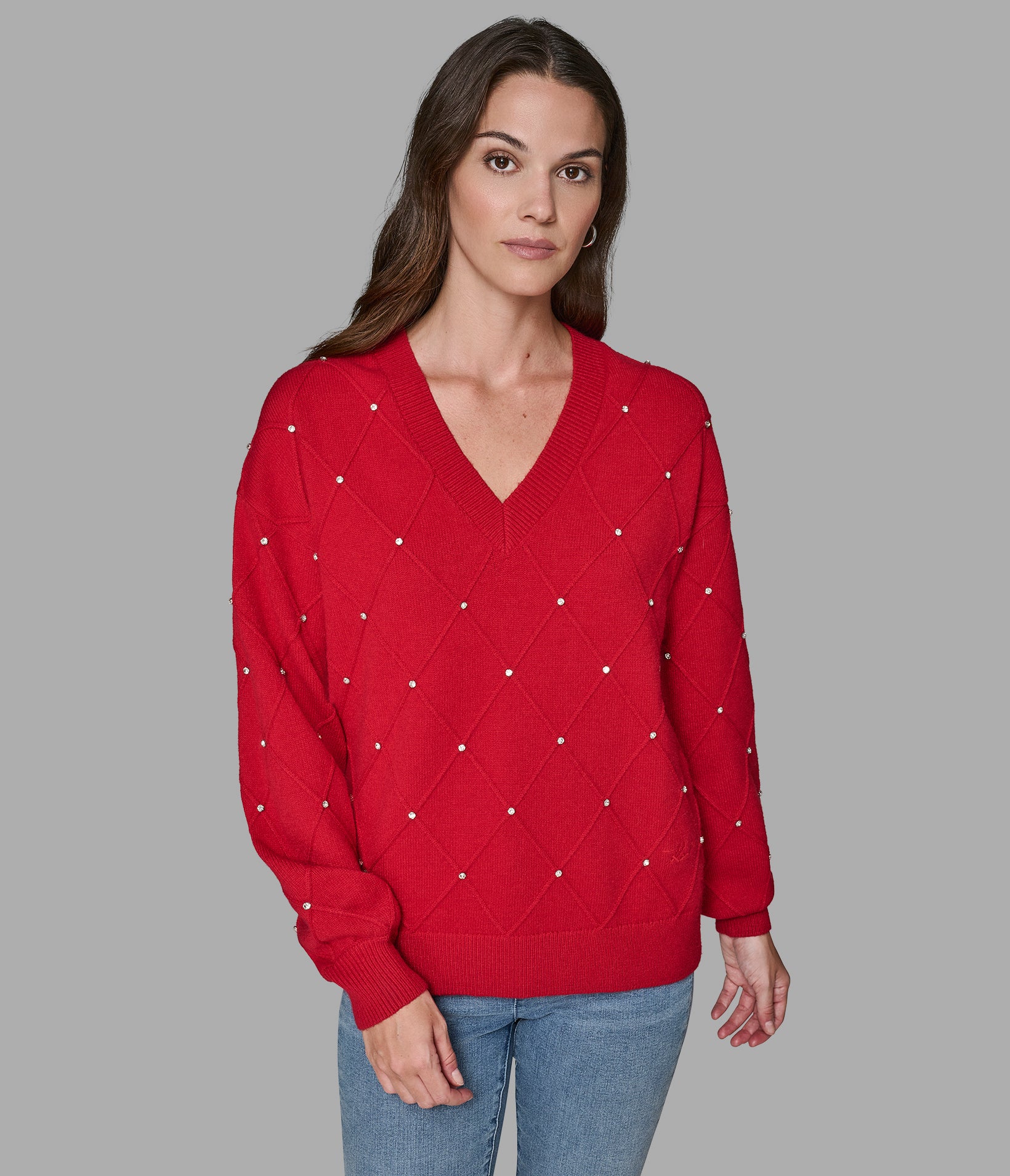 PEARL V-NECK SWEATER View 1 | Valentine's Day Shop