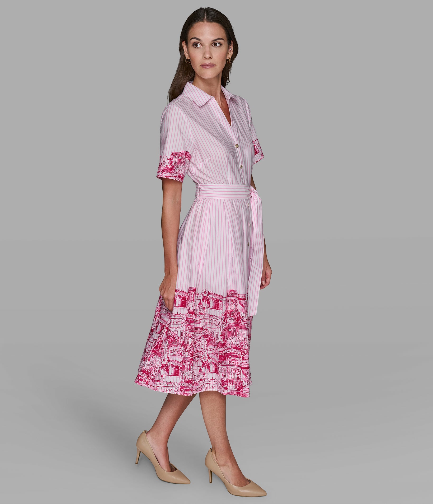 STRIPE PARIS SCENE SHIRT DRESS View 2 | Women's Sale