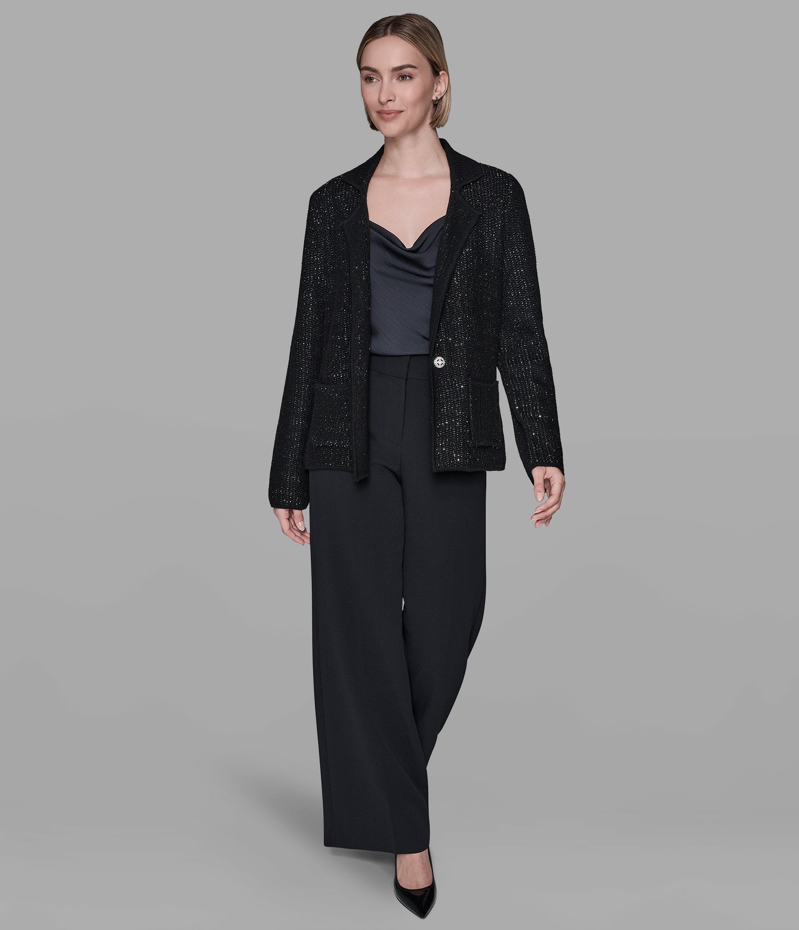 KNIT SWEATER BLAZER VIEW 3 | Women's Tops & Sweaters