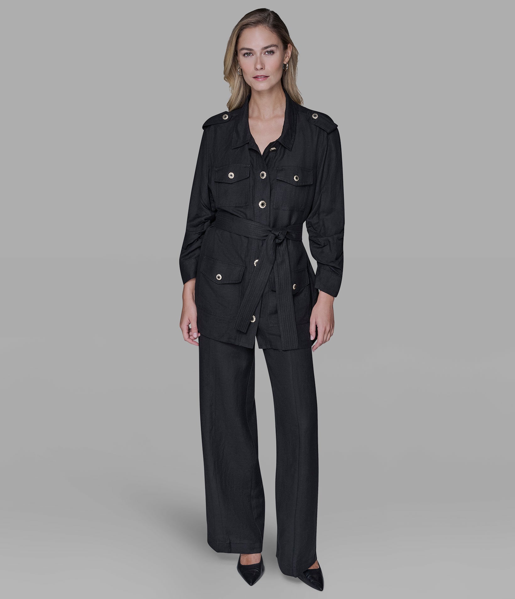 LINEN BLEND BELTED JACKET VIEW 4 | Jackets & Coats