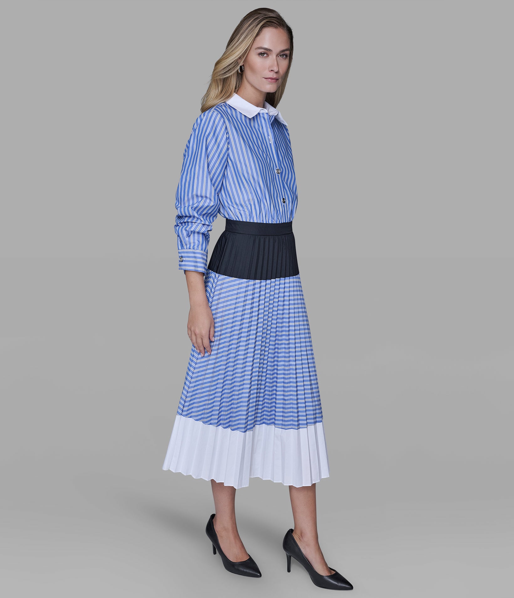 COLORBLOCK POPLIN MIDI DRESS VIEW 3 | Valentine's Day Shop