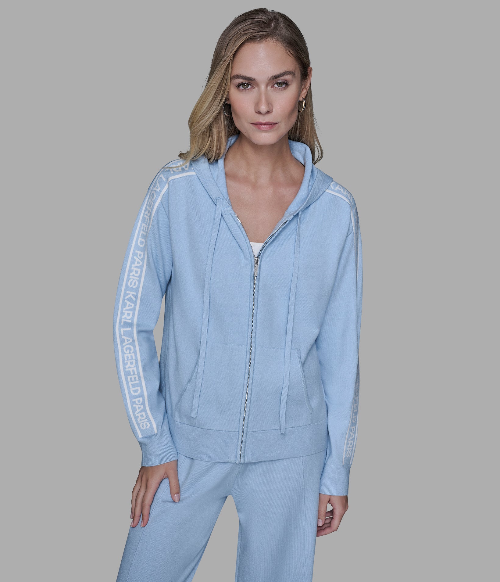 LOGO FULL-ZIP SWEATER WITH HOODIE View 1 | Women's Sale
