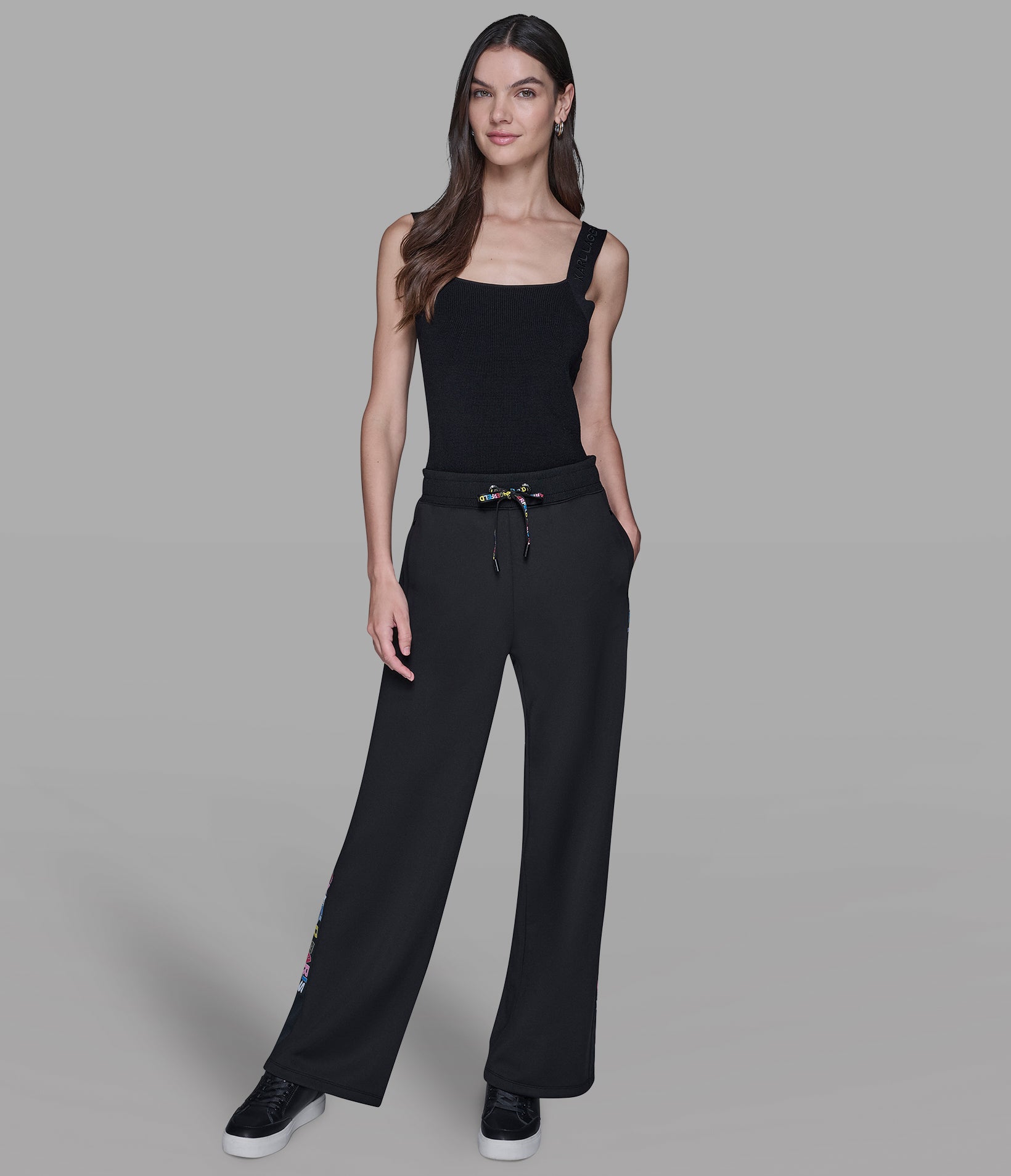 MULTI-COLOR LOGO TAPE TRACK PANT VIEW 6 | Women's Pants