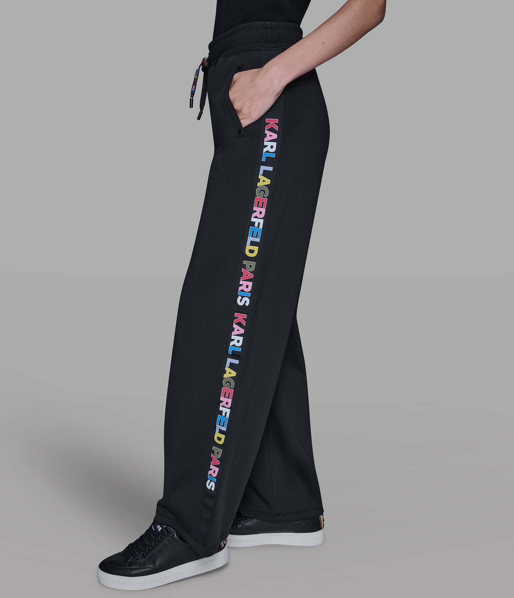 MULTI-COLOR LOGO TAPE TRACK PANT View 2 | Women's Pants