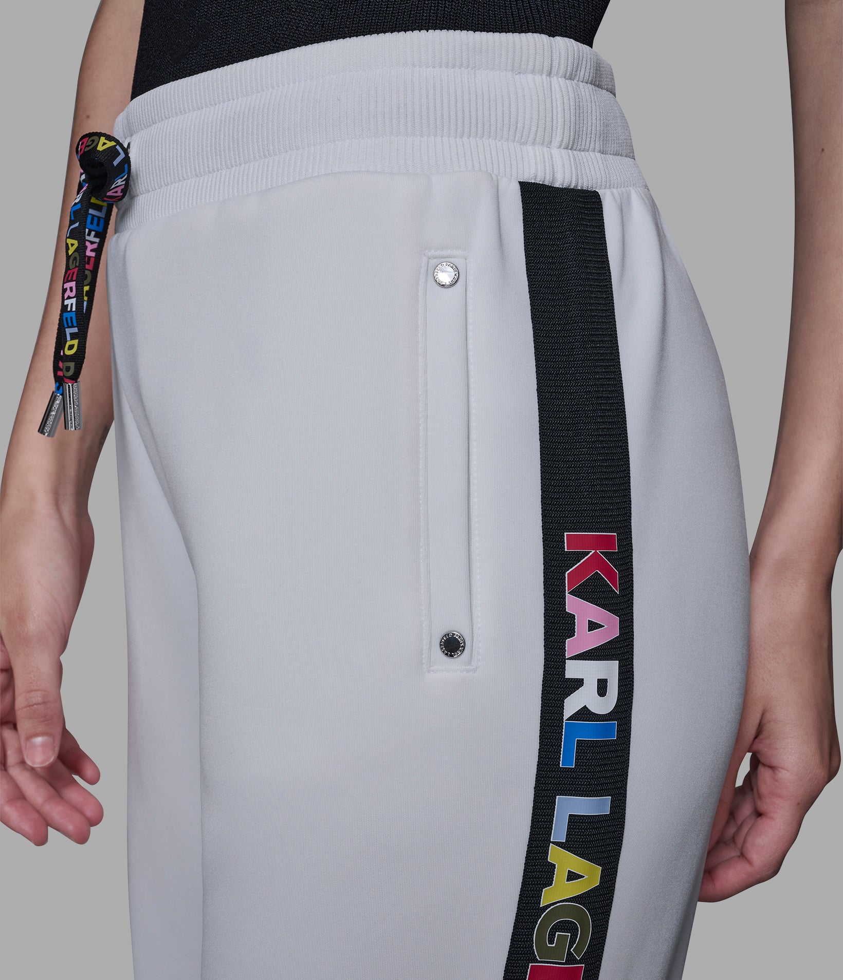 MULTI-COLOR LOGO TAPE TRACK PANT VIEW 6 | Women's Matching Sets