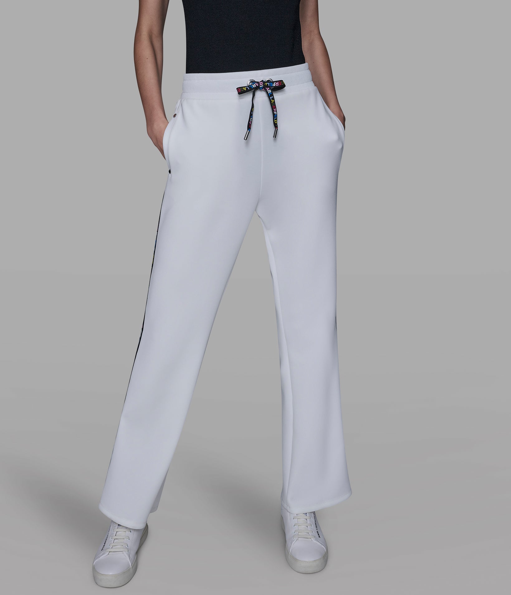 MULTI-COLOR LOGO TAPE TRACK PANT VIEW 3 | Women's Matching Sets