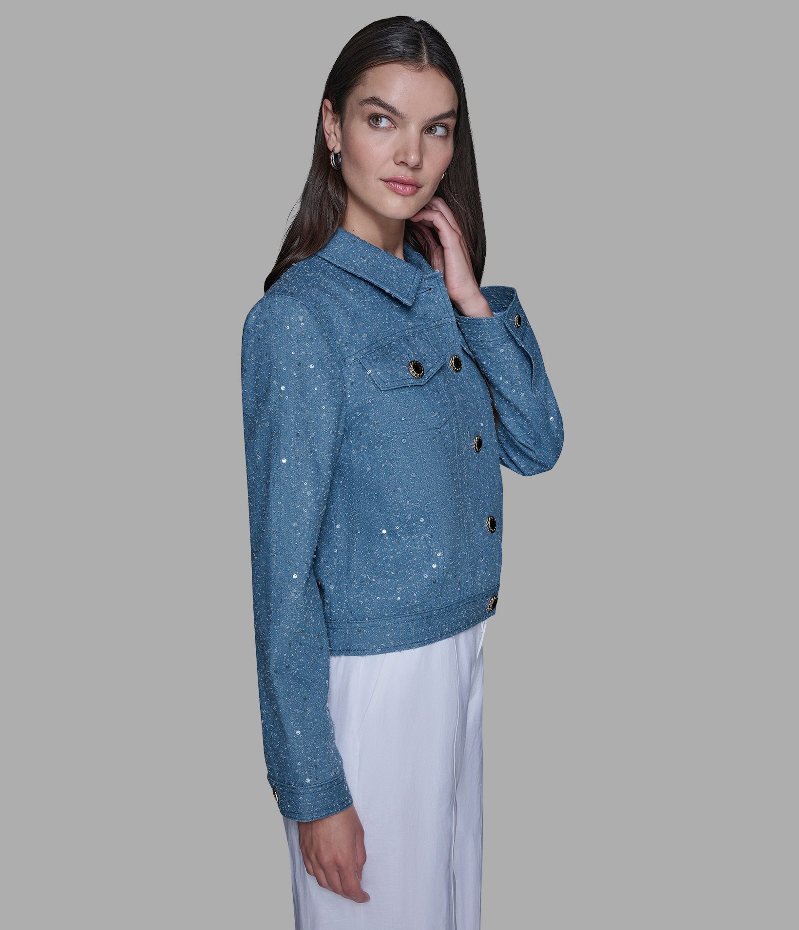 SEQUIN DENIM JACKET View 2 | Jackets & Coats Sale