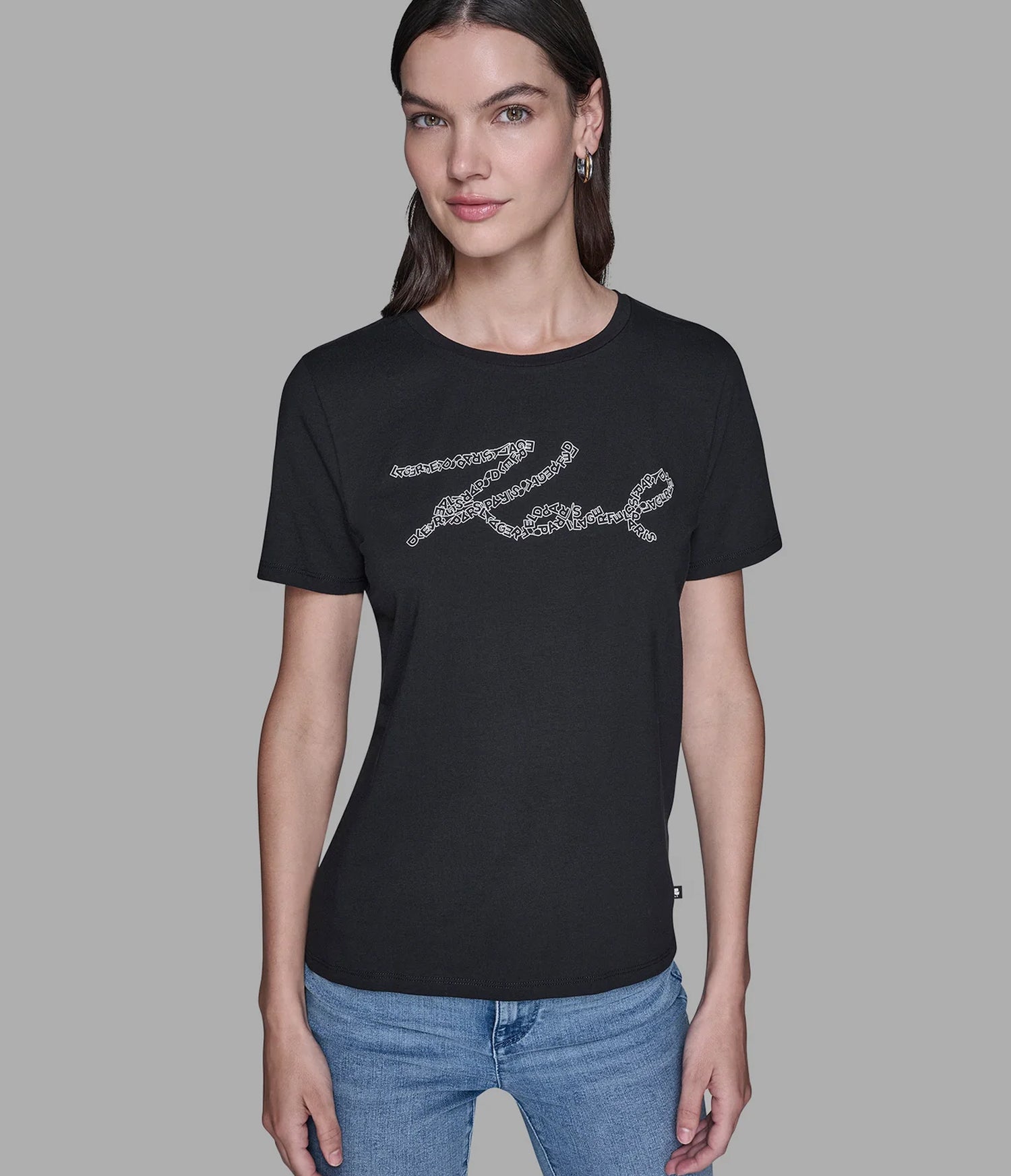 KARL SCRIPT TEE View 1 | Women's Tees & Tanks