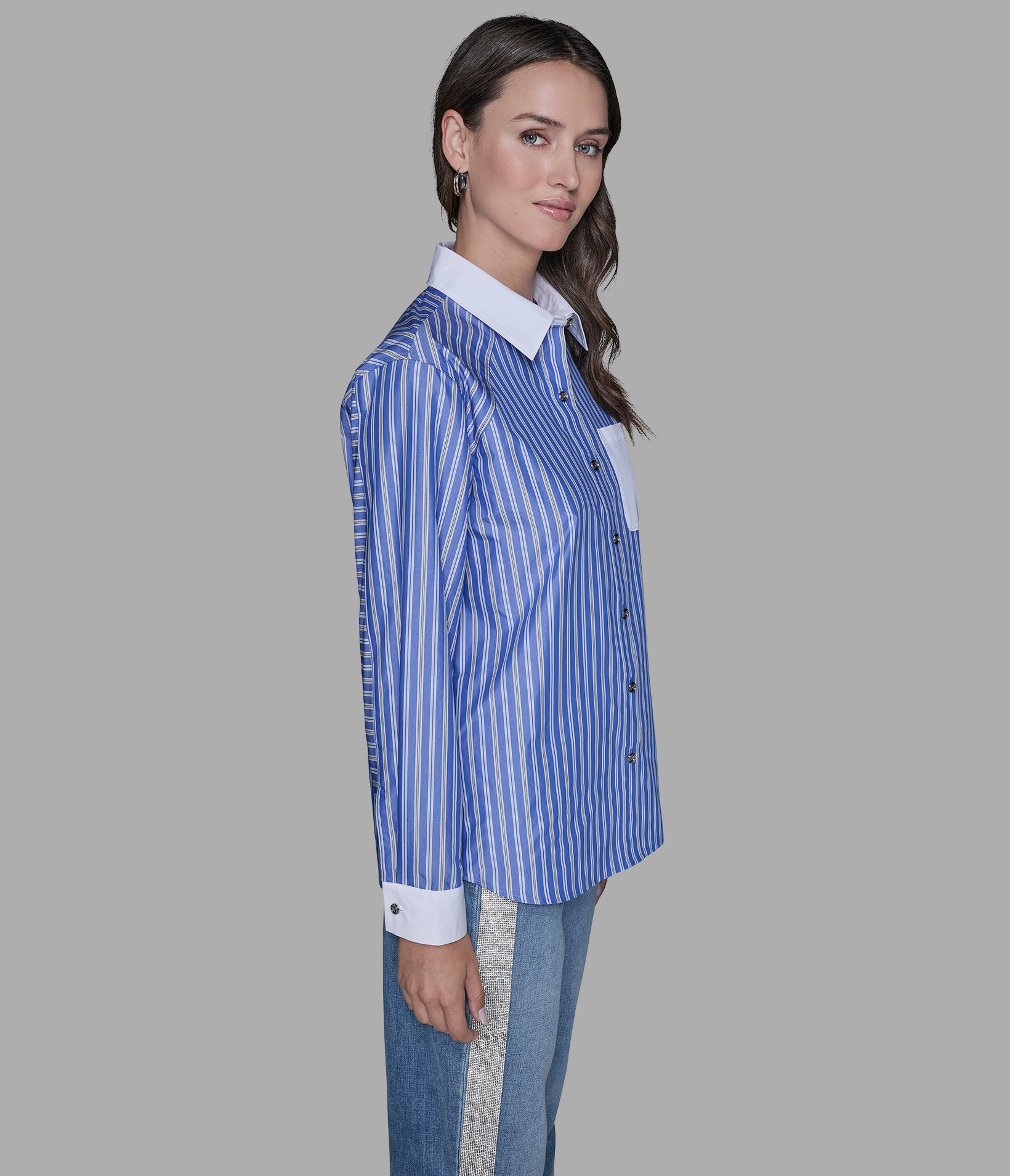 RAGLAN PINSTRIPE POPLIN SHIRT VIEW 3 | New Arrivals