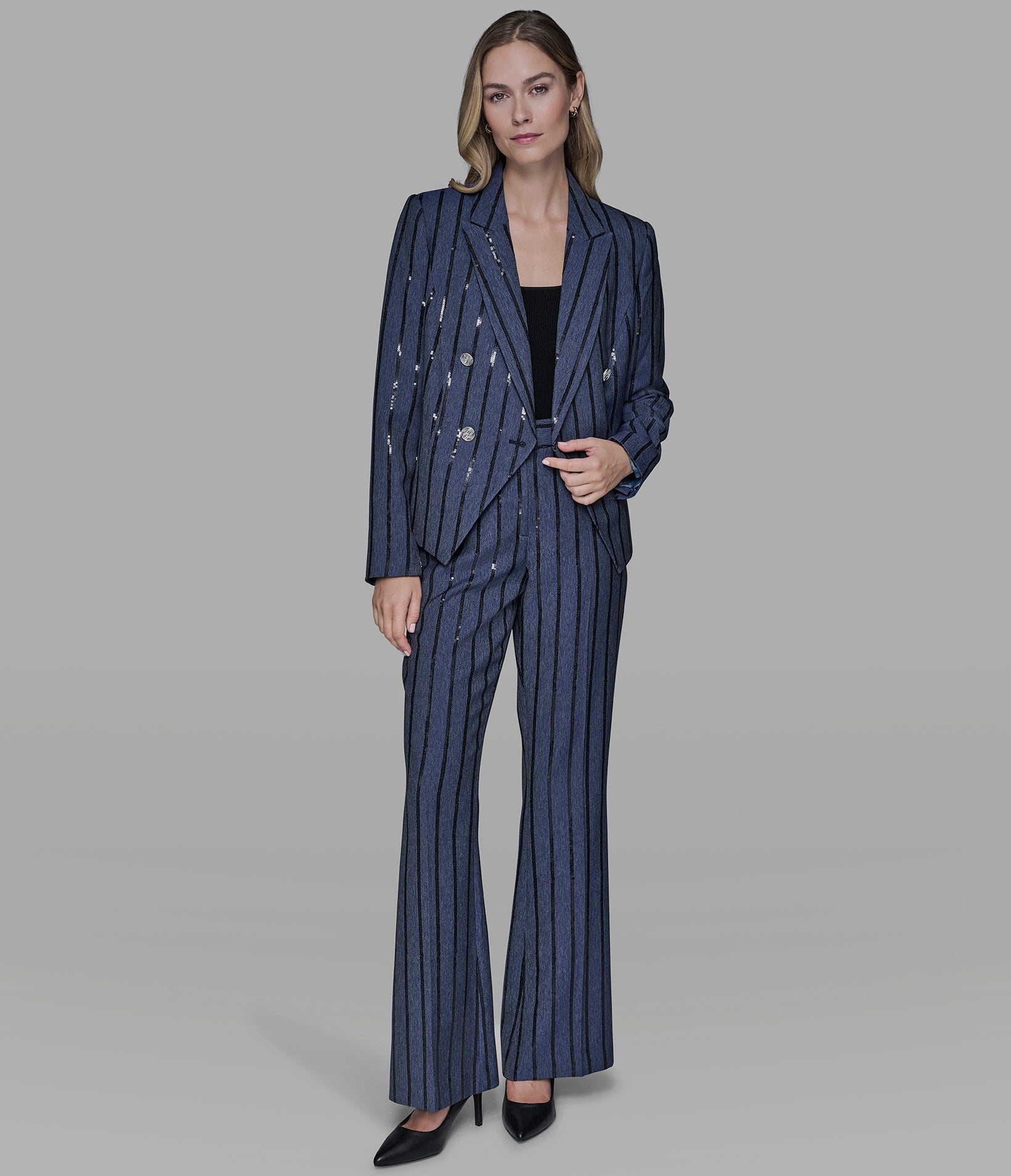 SEQUIN STRIPE DENIM BLAZER VIEW 7 | Women's Denim
