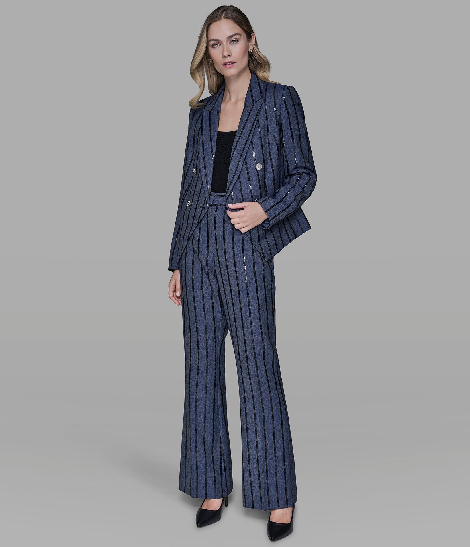 SEQUIN STRIPE DENIM BLAZER VIEW 5 | Women's Denim