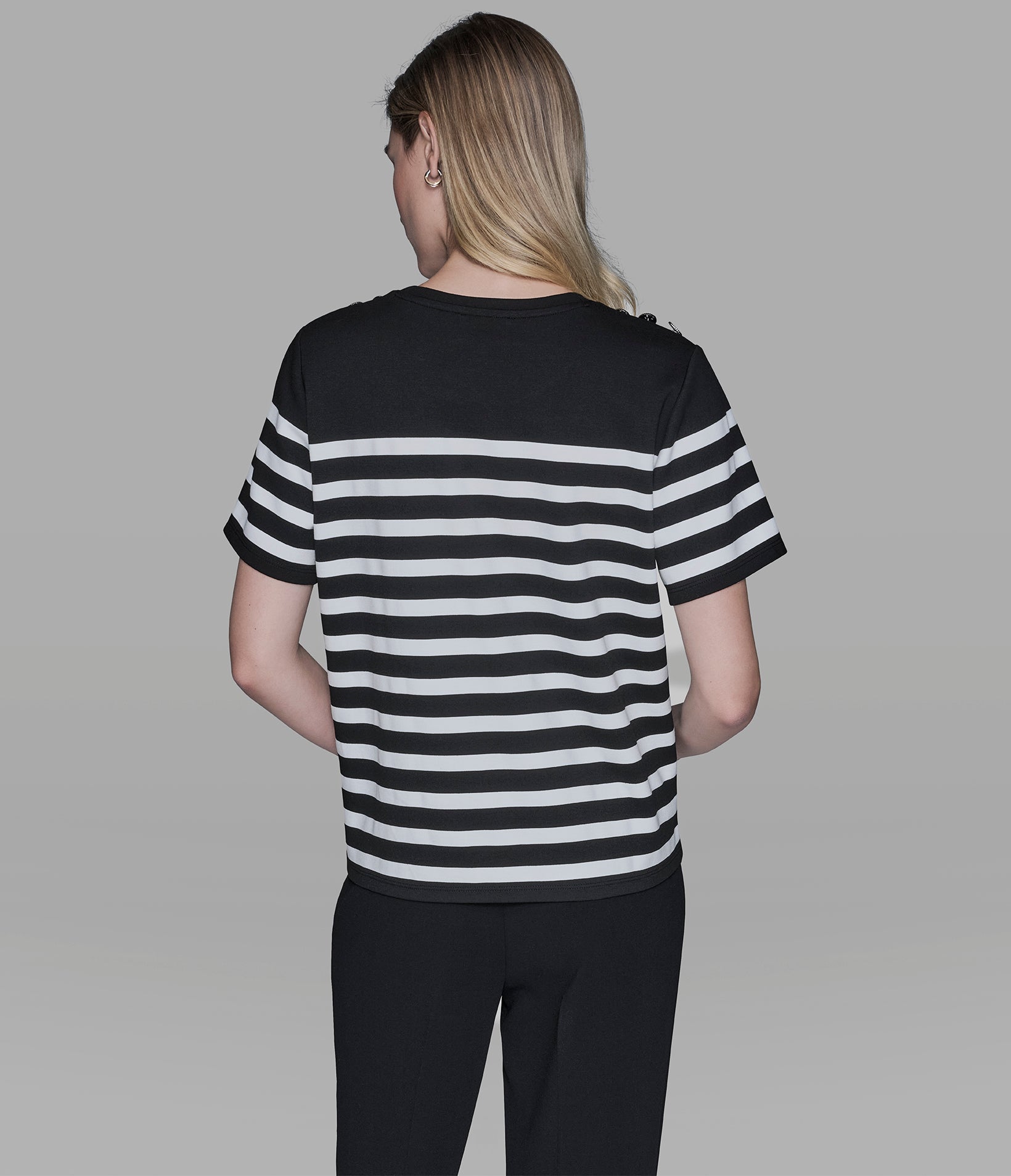 SHORT SLEEVE STRIPED KARL TEE View 2 | Women's Tops & Sweaters